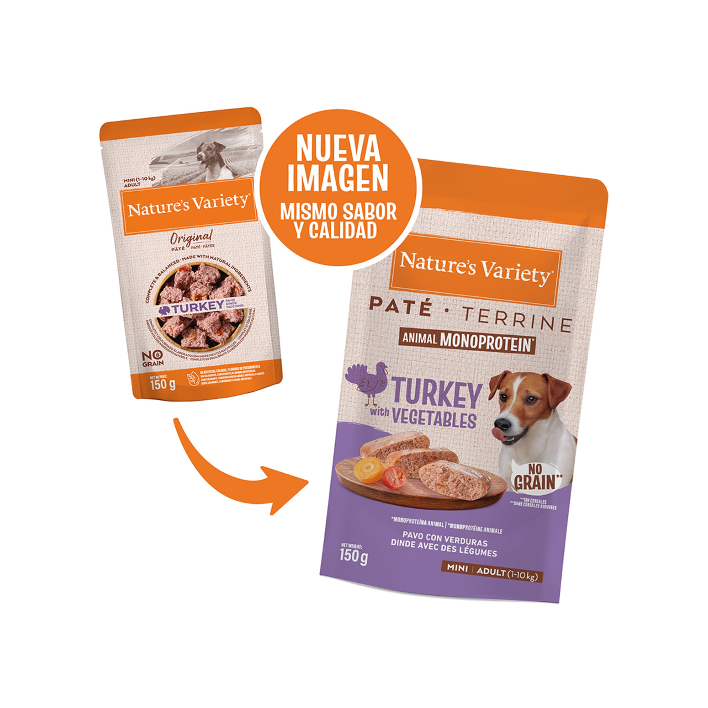 Comida húmeda para perros adultos minis Nature's Variety no grain paté pavo 150 g 2