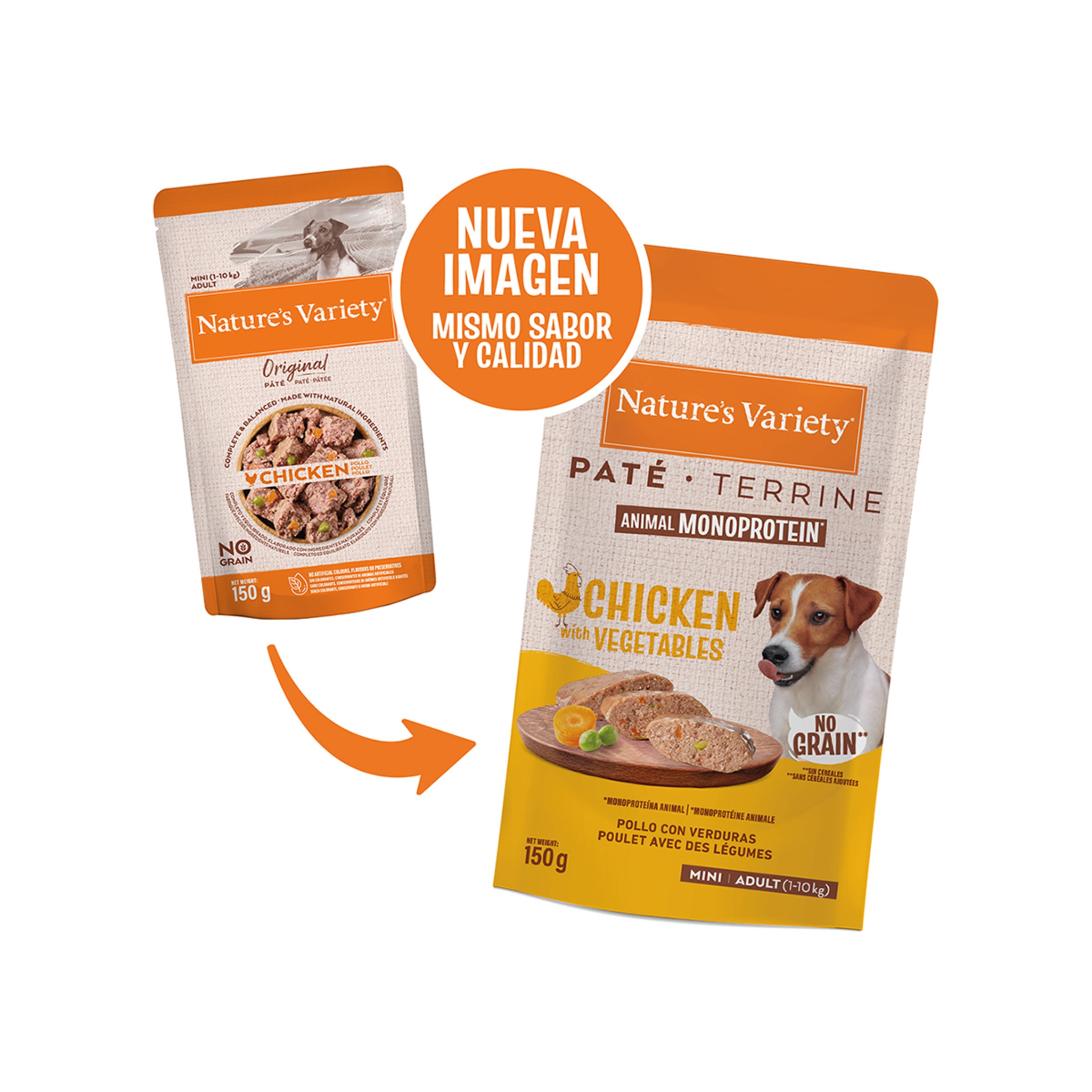 Comida húmeda para perros adultos minis Nature's Variety No Grain paté pollo con verduras 150 g 2