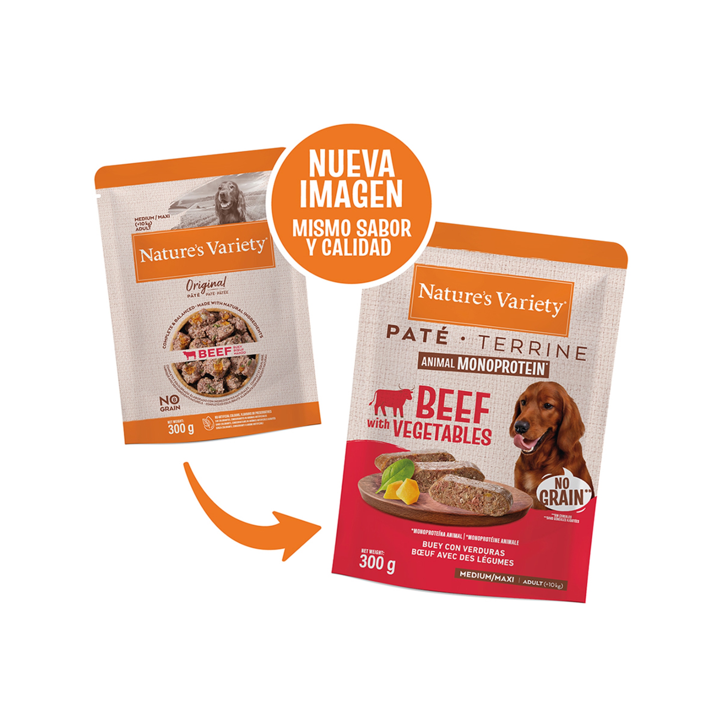 Comida húmeda para perros adultos medianos y grandes Nature's Variety paté buey 300 g 2
