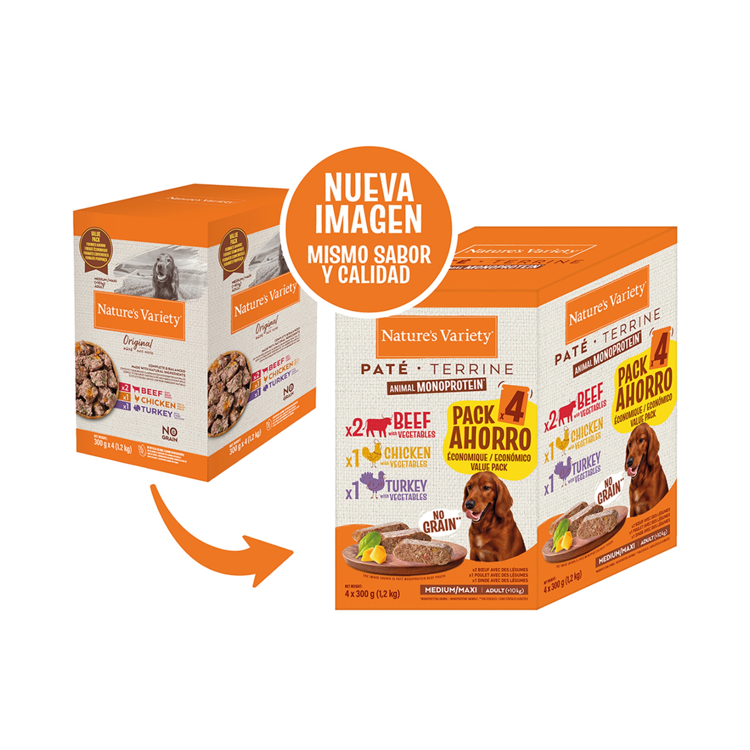 Comida húmeda para perros adultos medianos y grandes Nature's Variety paté no grain 4 x 300 g 2
