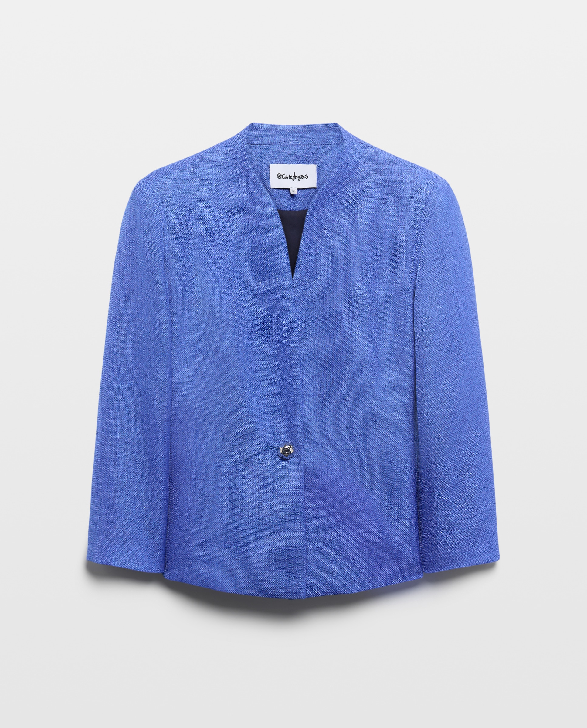 Blazer Curto Liso com Textura Azulão-4