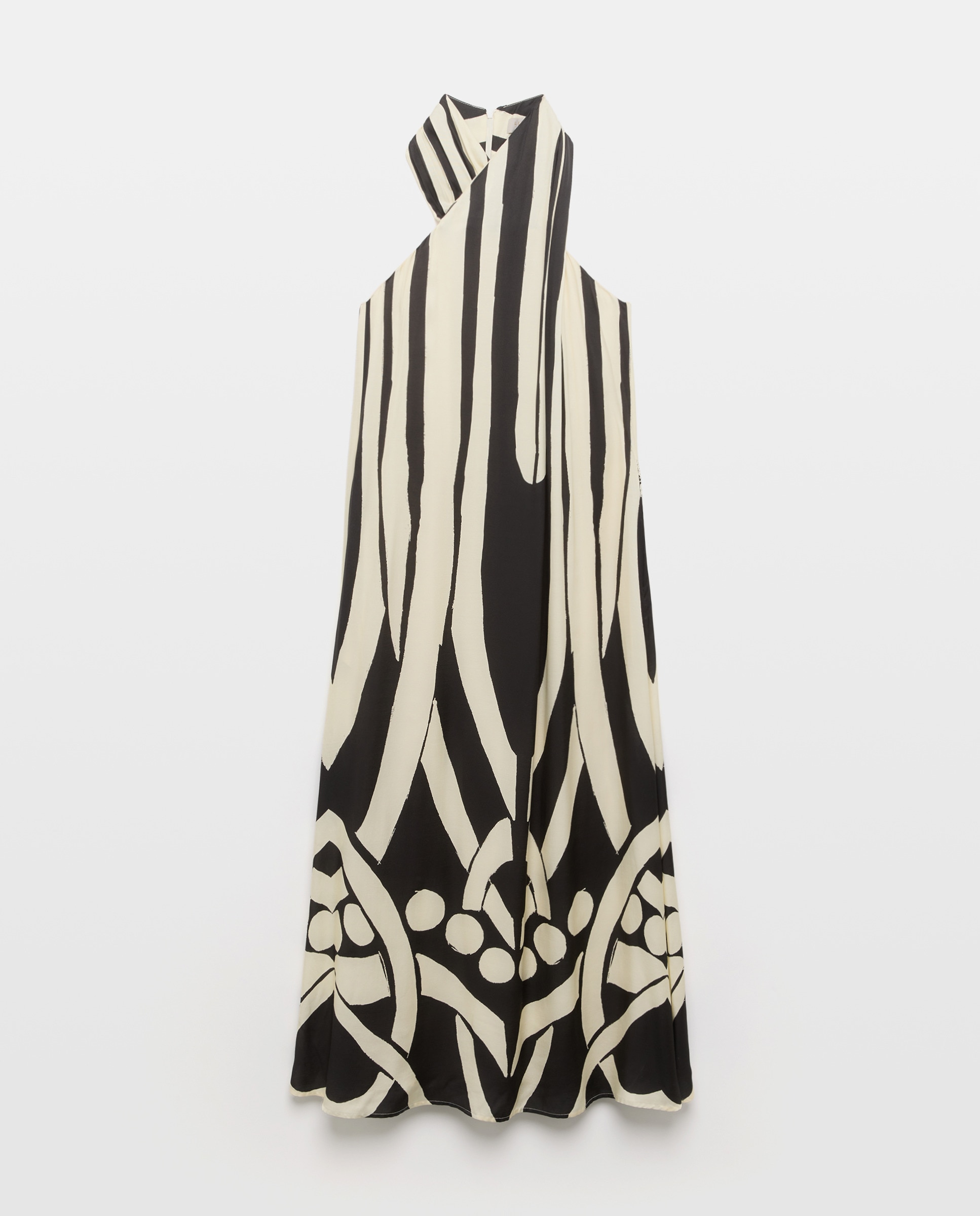 Vestido Halter com Estampado Rodapé Branco-4