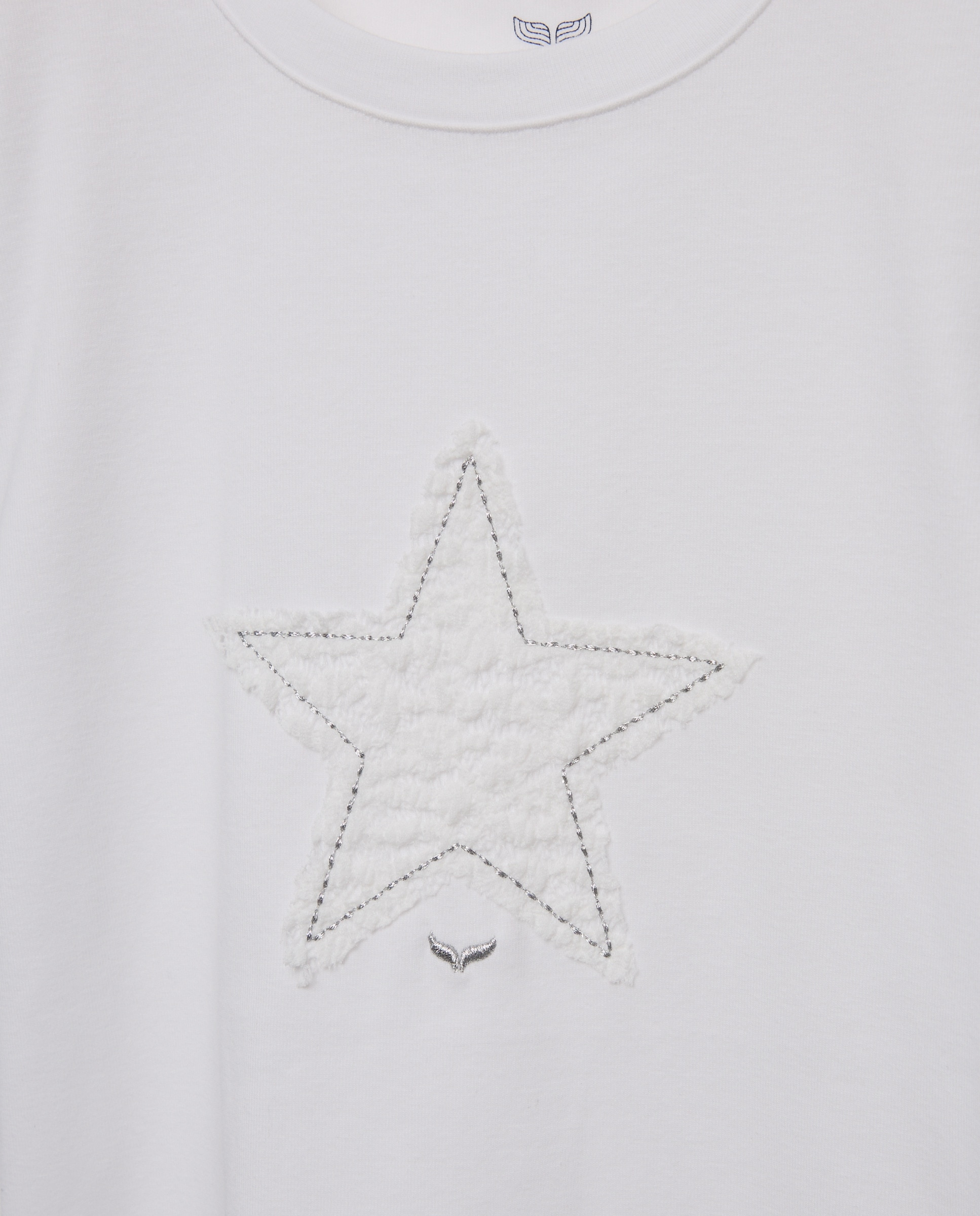 T-shirt com Estrela e Renda Branco-marfim-5