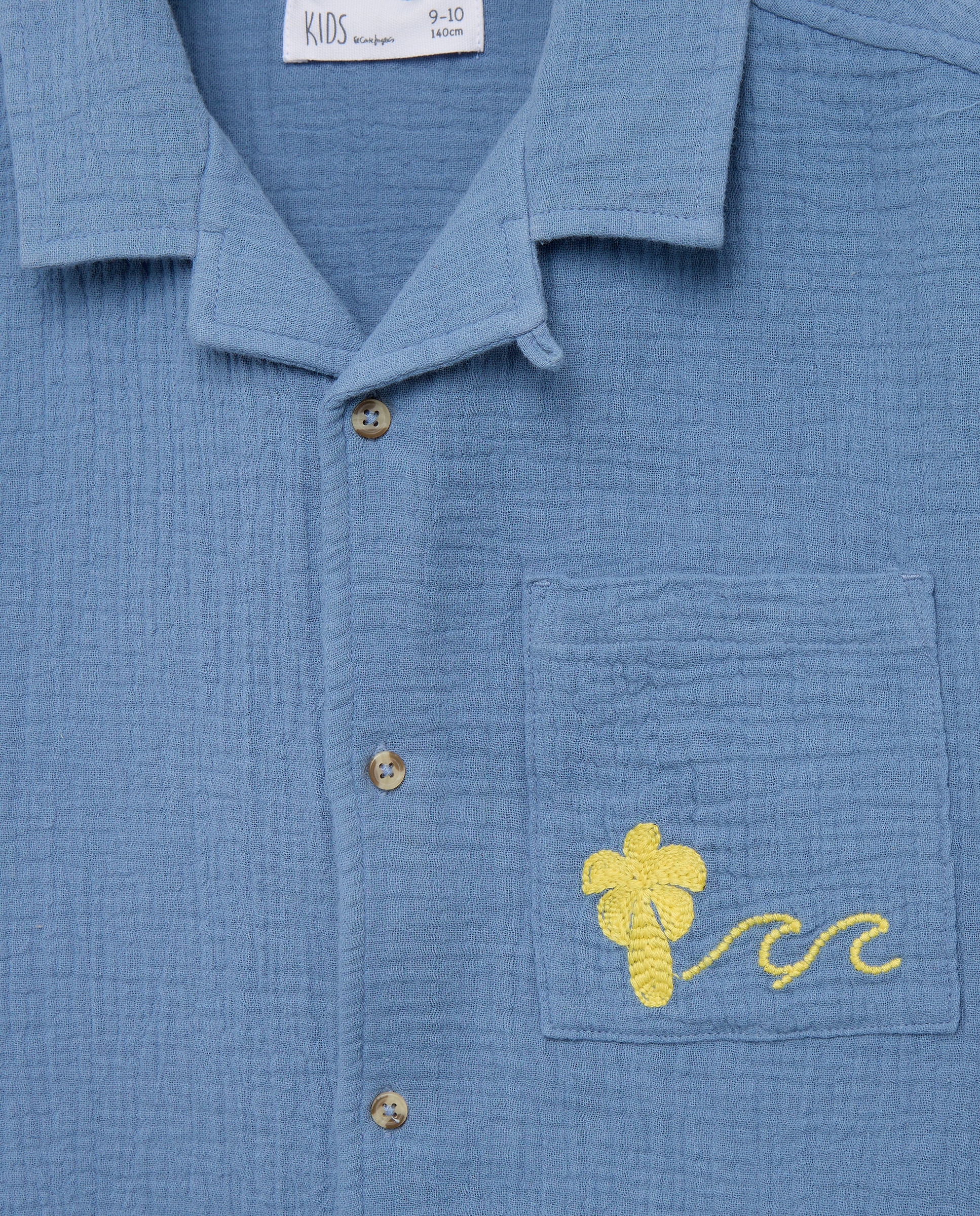 Camisa de Chiffon Duplo com Manga Curta e Gola à Padre Kids El Corte Inglés 400 Azul-5