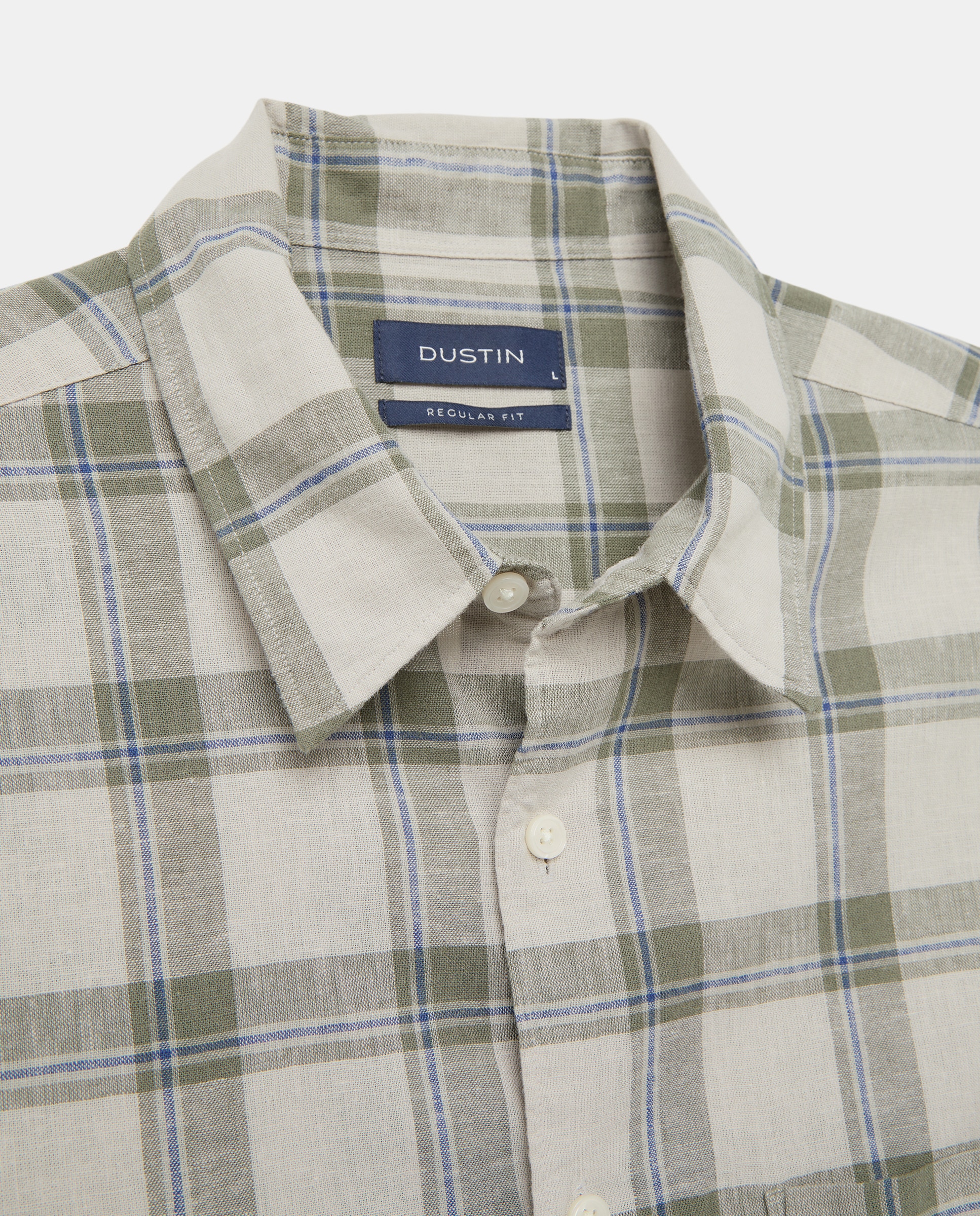 Camisa de Manga Curta Regular Fit em Linho e Algodão aos Quadrados Madrás Verde-claro-5