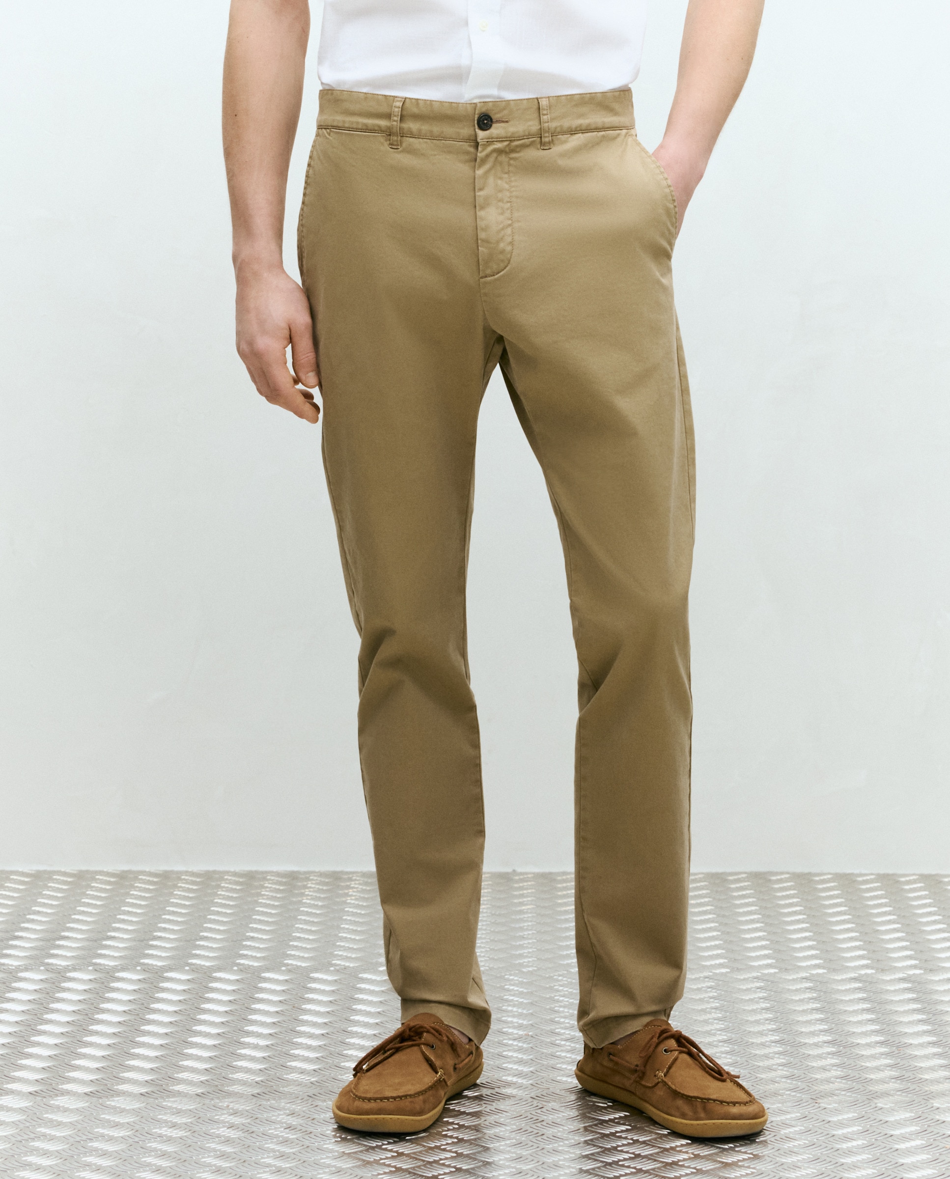 Calças Desportivas Básicas Slim de Algodão Stretch Camel-2