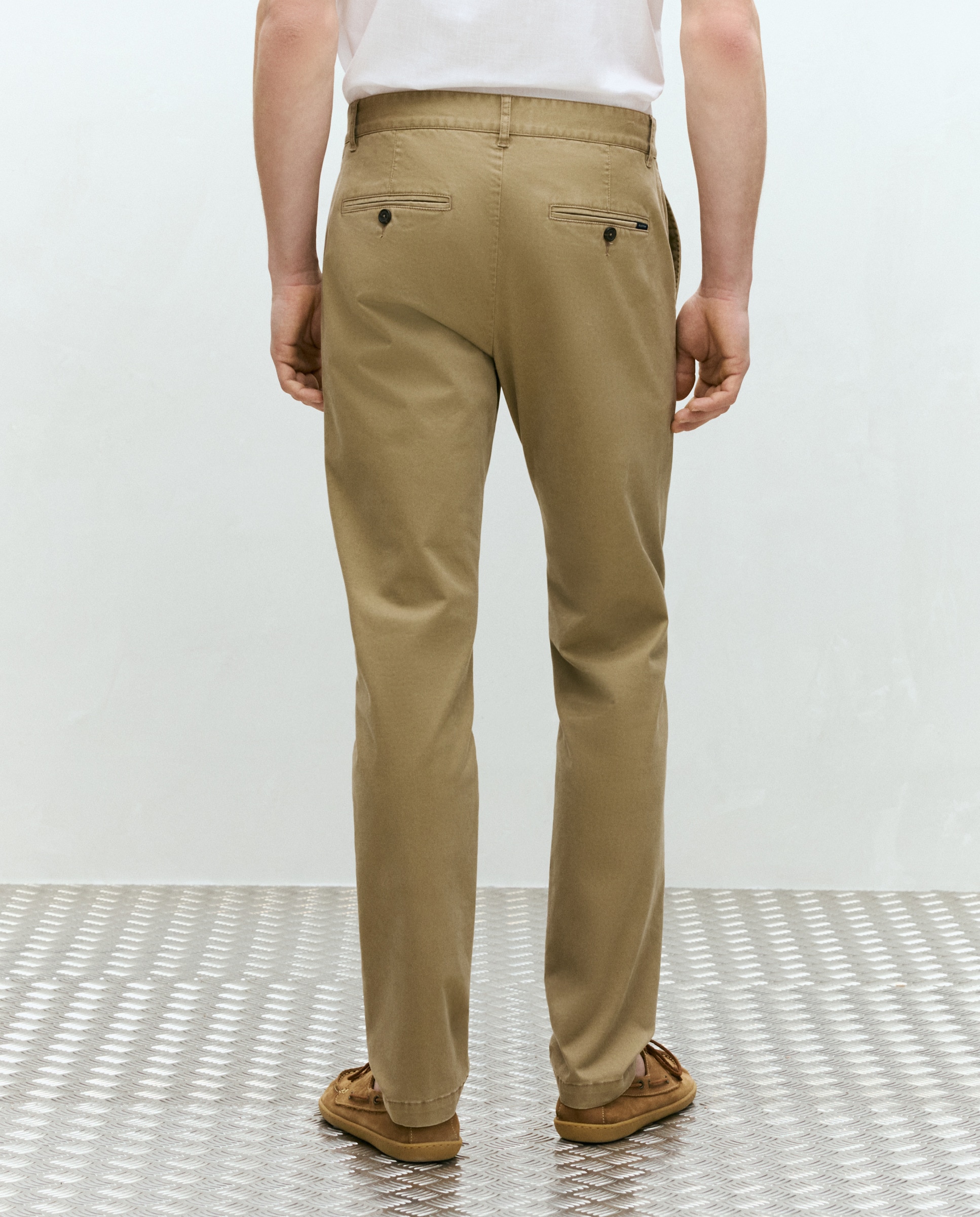 Calças Desportivas Básicas Slim de Algodão Stretch Camel-3