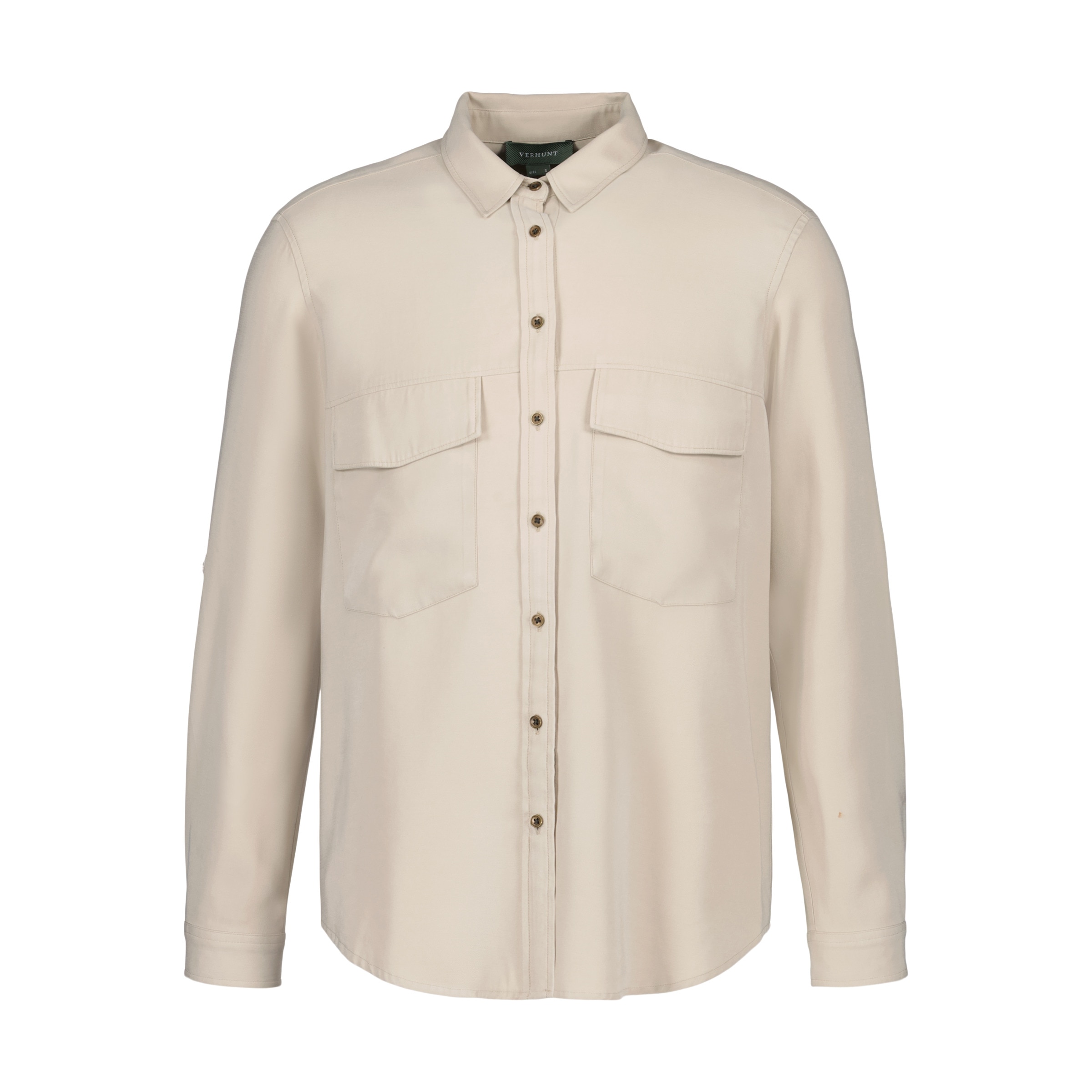 Camisa de Mulher com Bolsos Bege-4