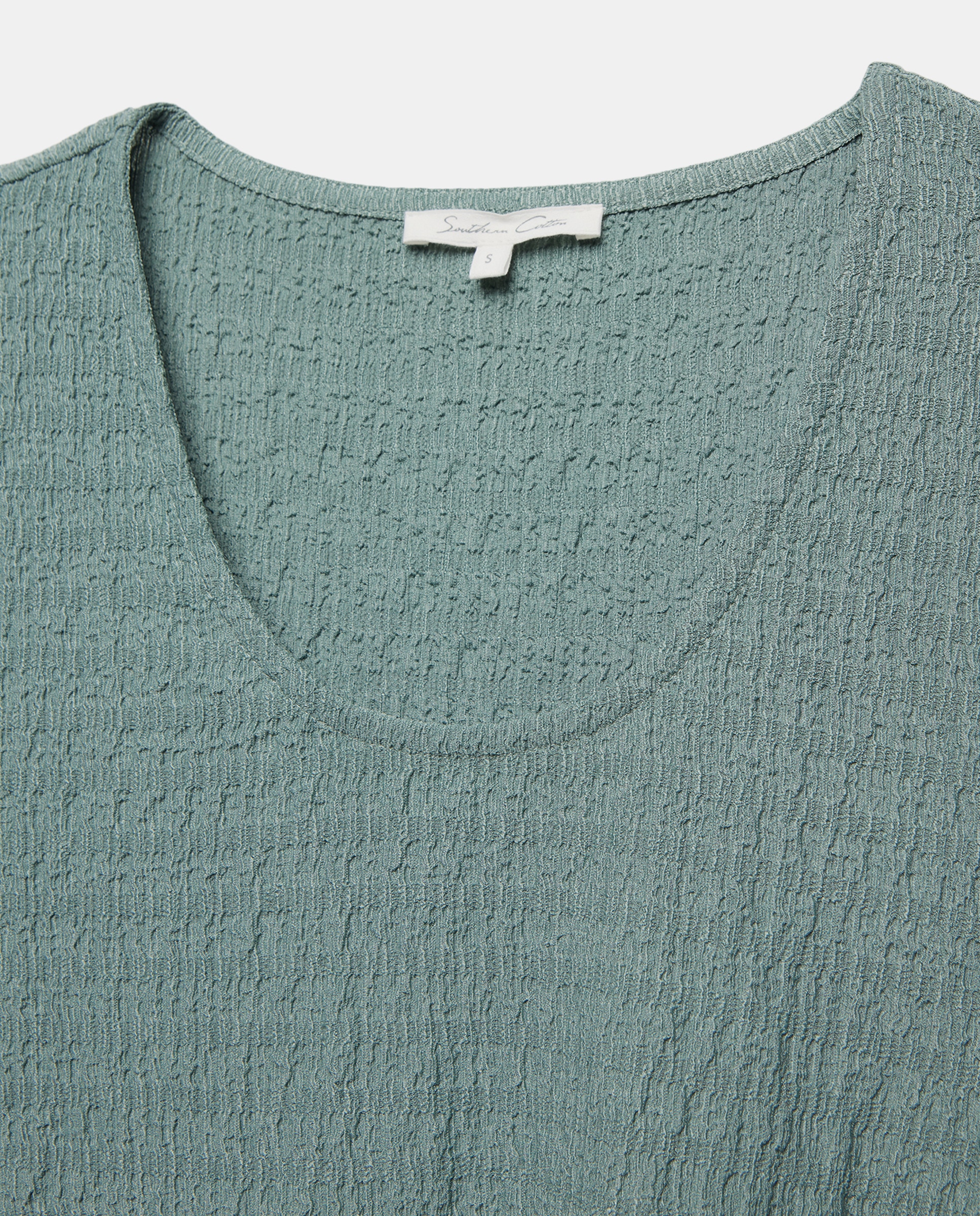 T-shirt de Malha Gofrada Verde Pato-5