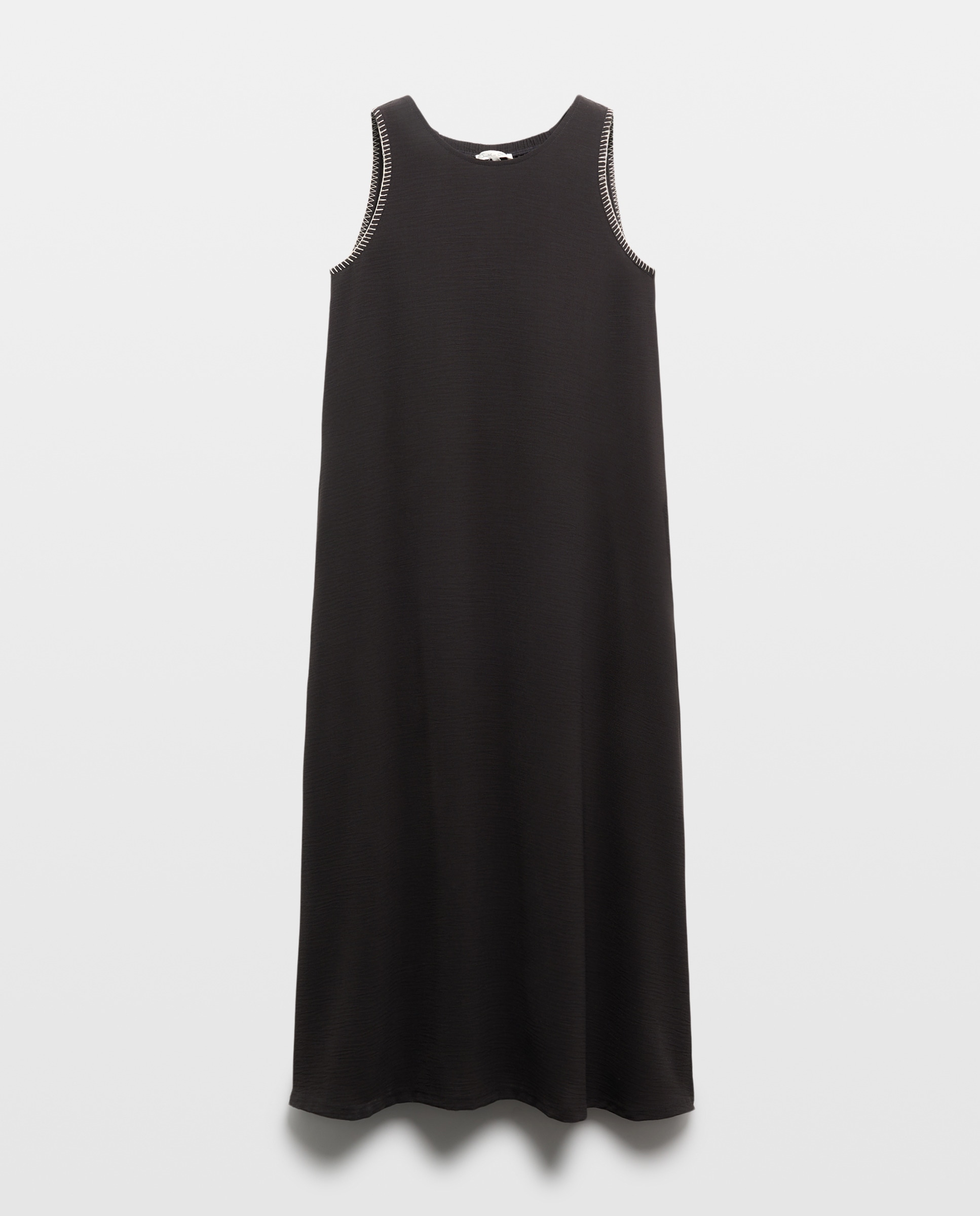 Vestido Midi de Malha sem Mangas Chumbo-4