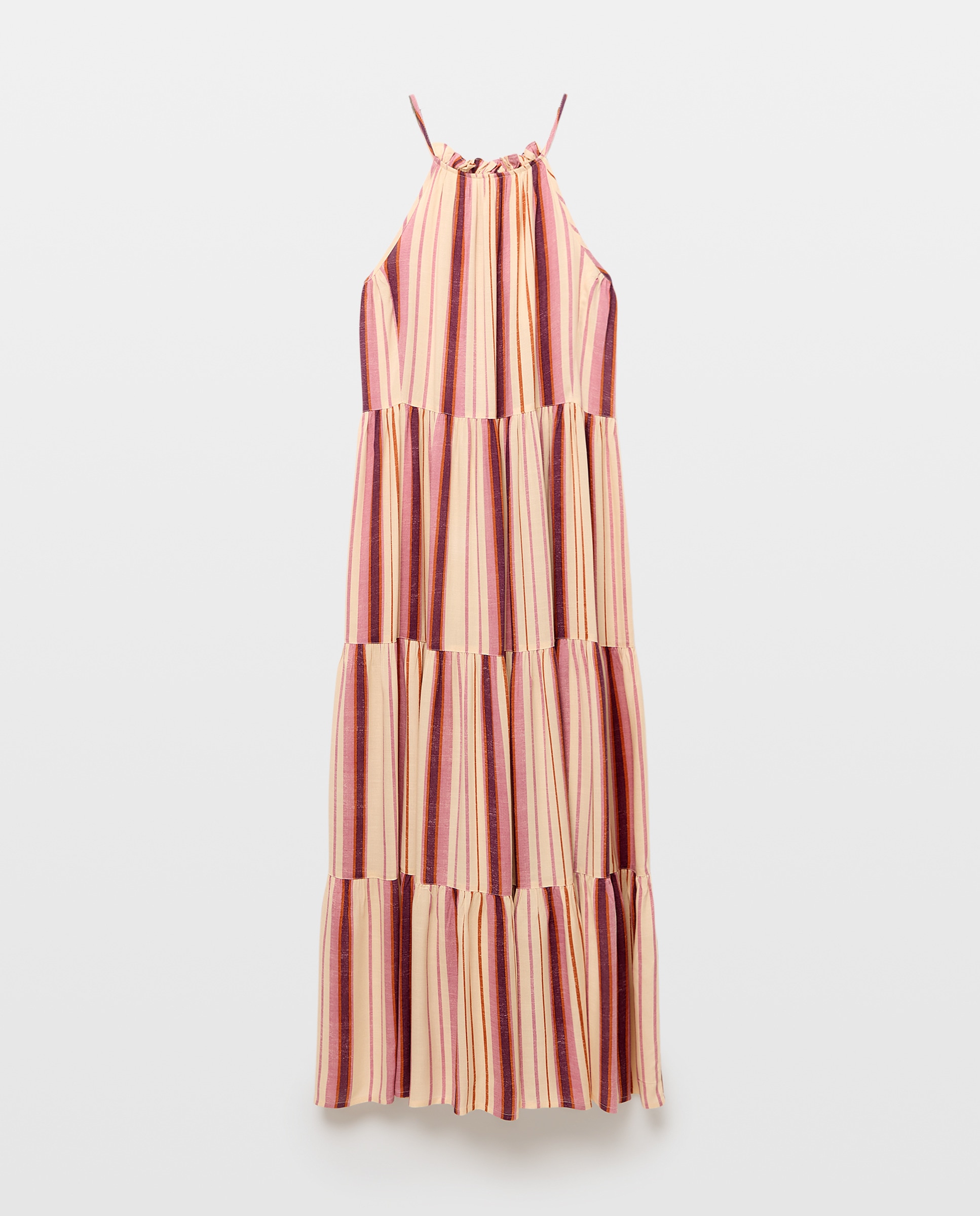 Vestido comprido com gola halter Branco-5