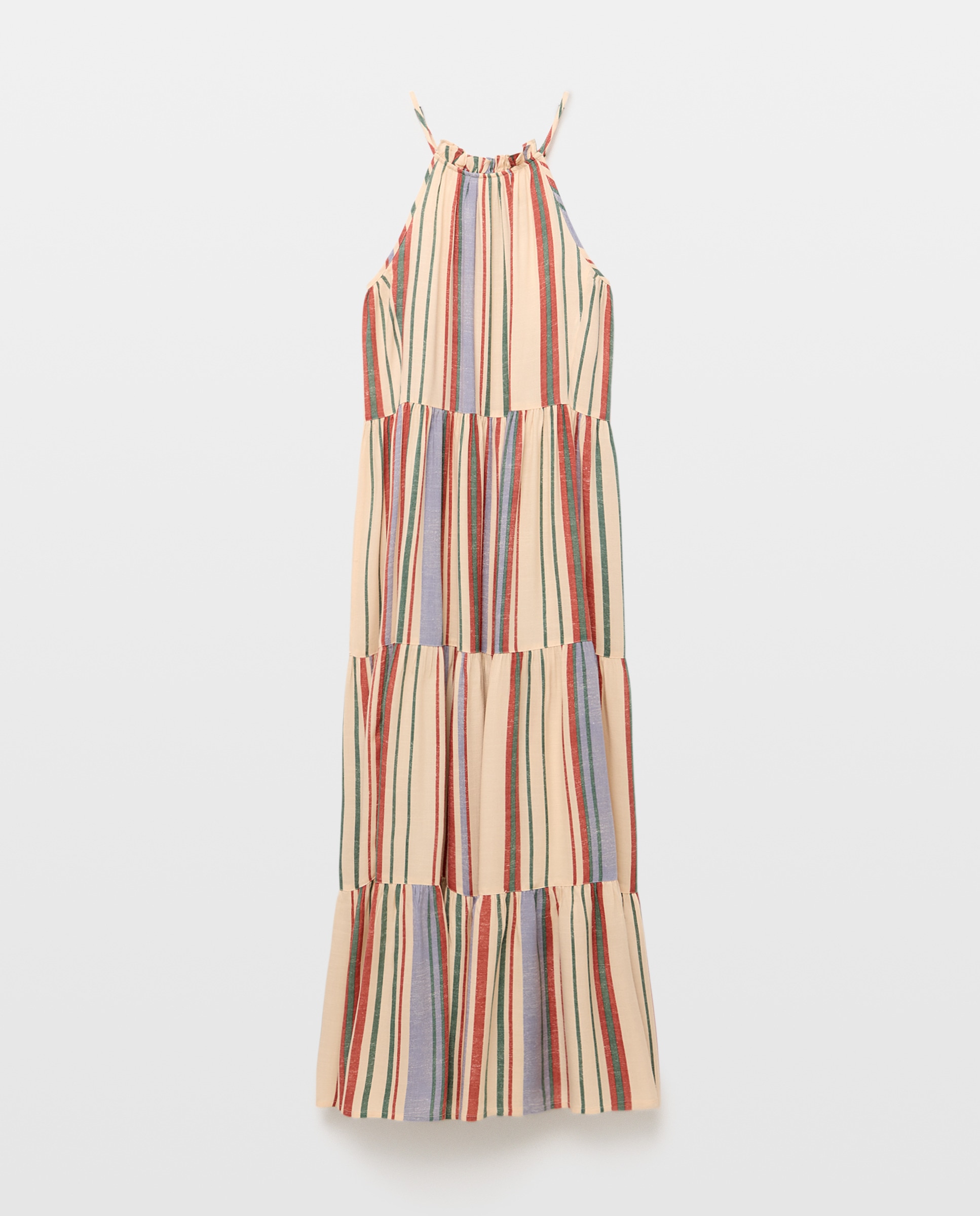 Vestido comprido com gola halter Preto-4