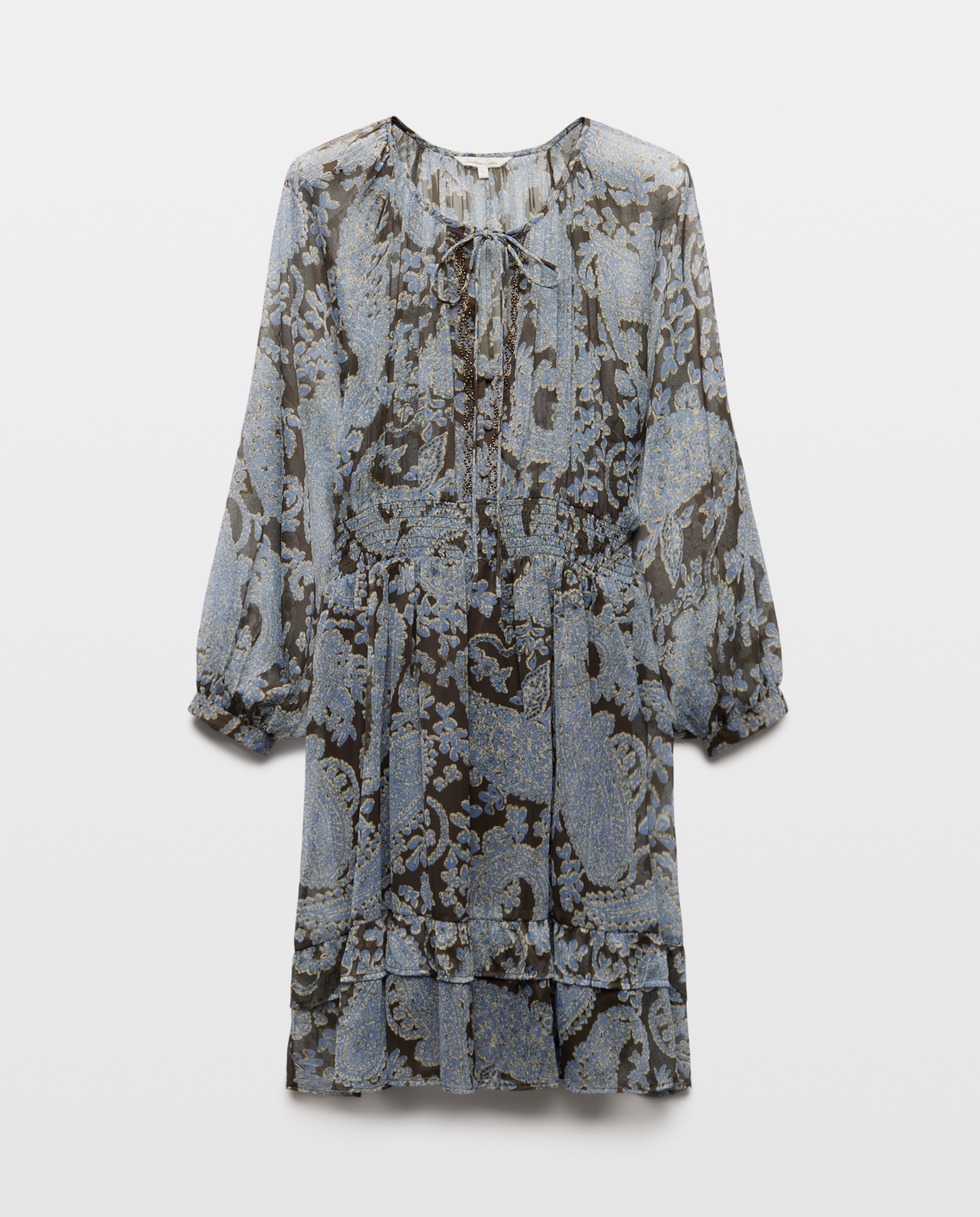 Vestido Curto com Laços Azul-4