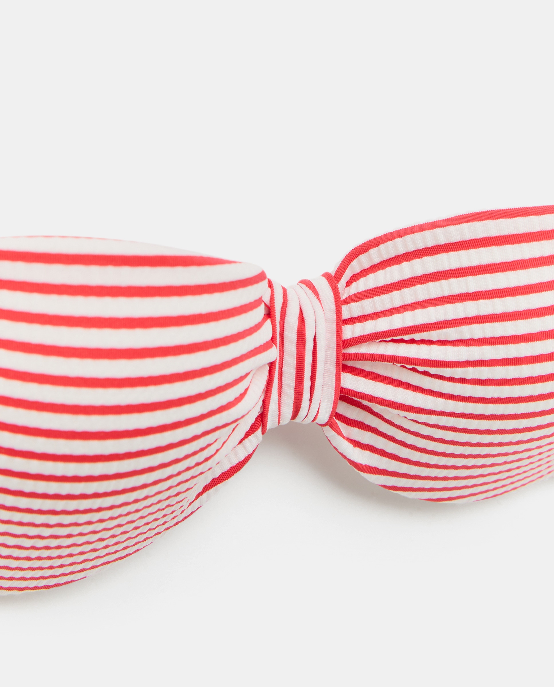 Top de Biquíni com Textura e às Riscas 600 Vermelho-5