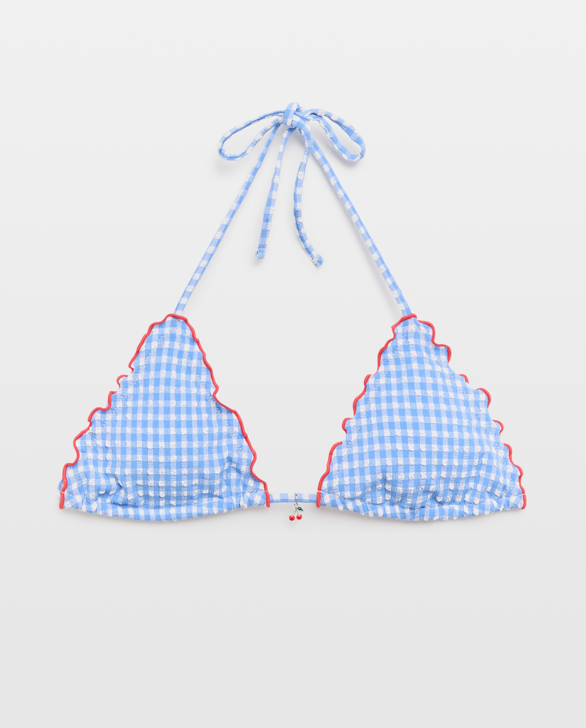Top de Biquíni com Textura e Vichy 400 Azul-4