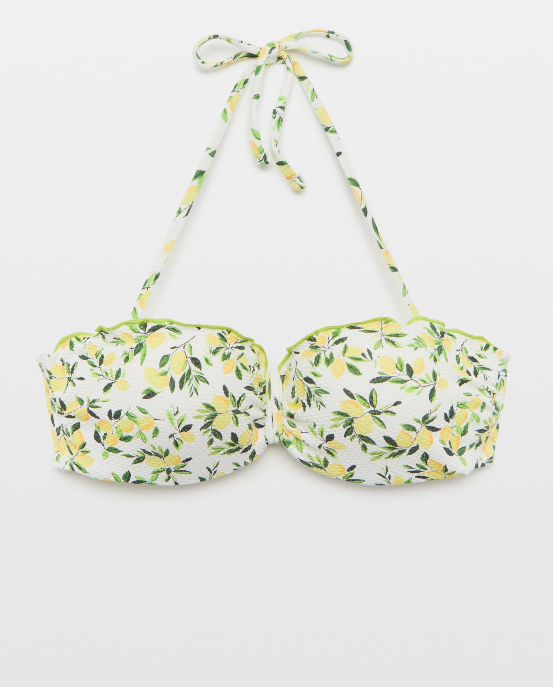 Top de Biquíni Piqué com Limões Branco-4