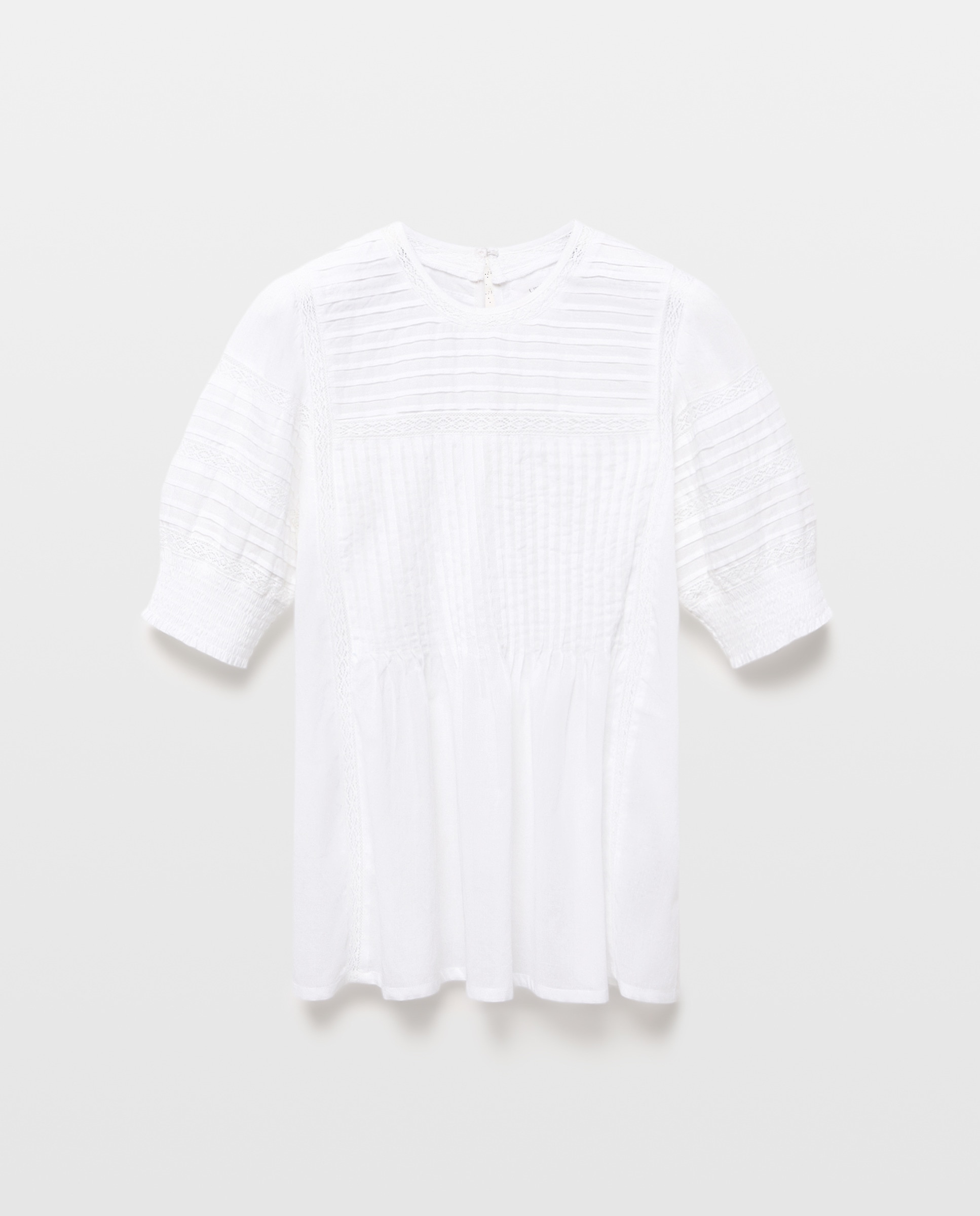 Blusa de mujer romántica Blanco-4