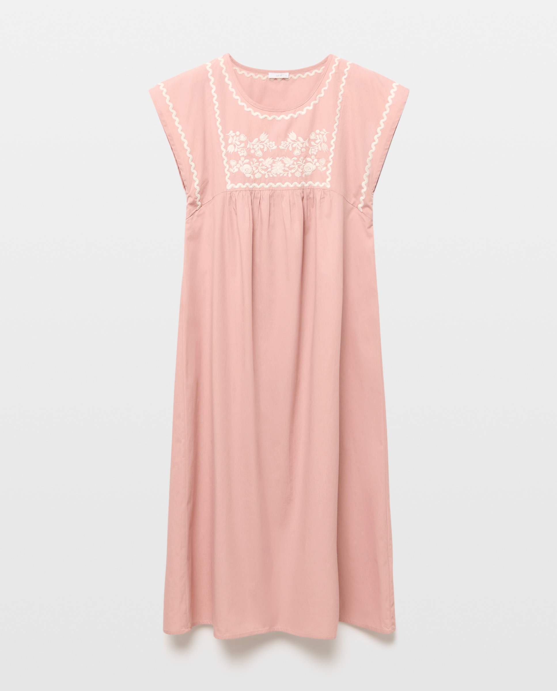 Caftán mujer largo algodón bordado 200 Rosa-4
