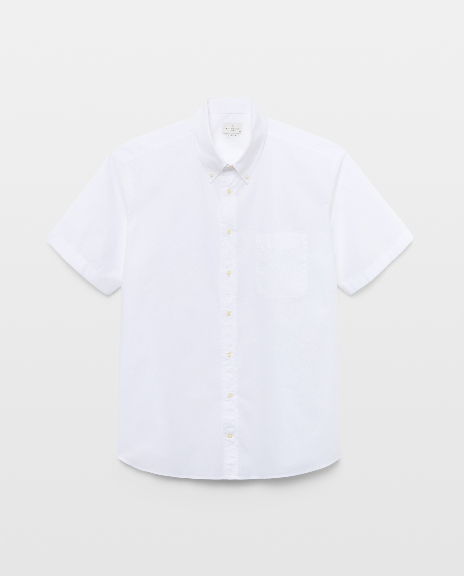 Camisa Casual de Popelina com Manga Curta Tamanhos Grandes Branco-4