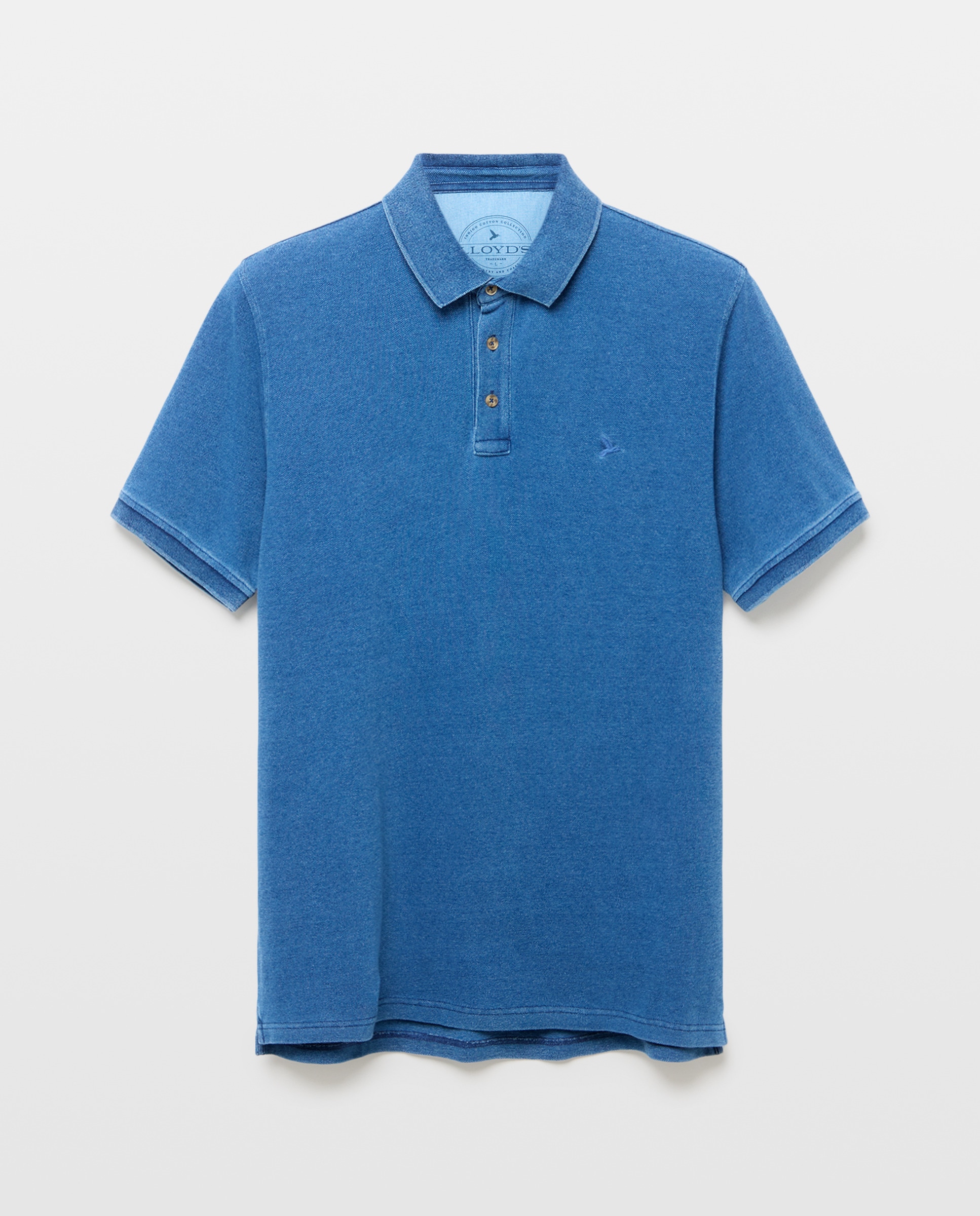 Polo Piqué Tingido com Manga Curta Azul-índigo-4