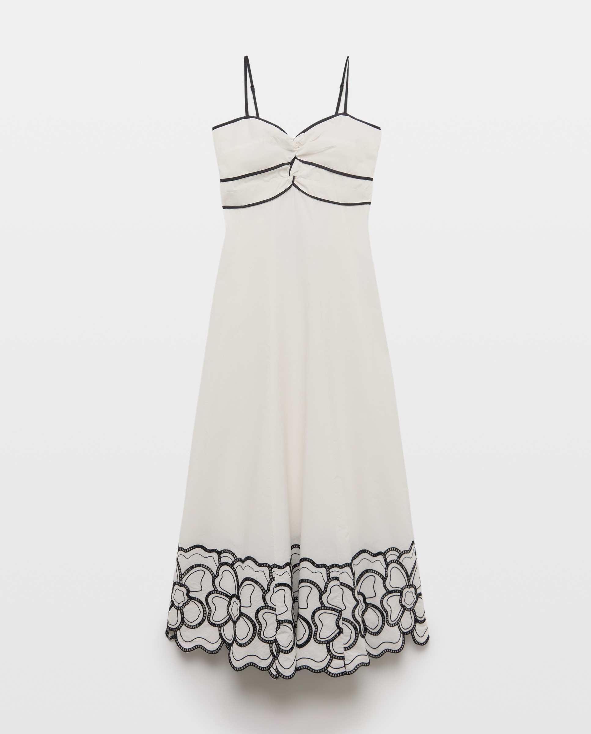 Vestido sem Mangas com Renda em Contraste na Parte Inferior Branco-marfim-4