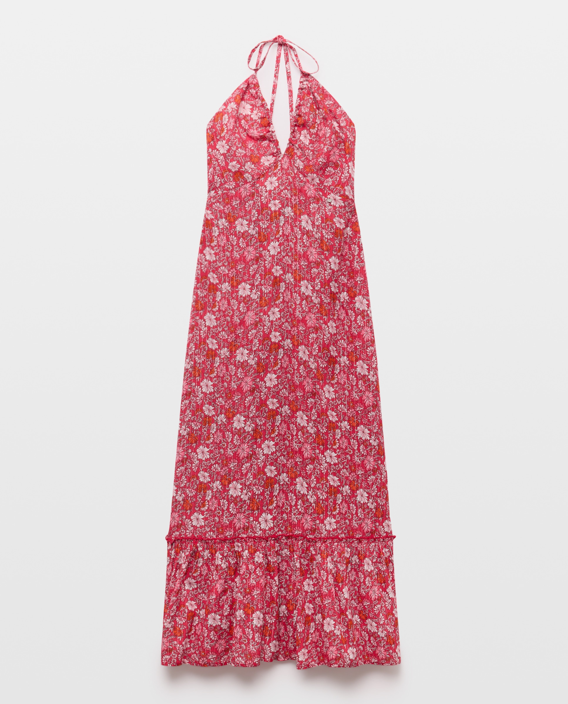 Vestido Estampado com Decote em V 600 Vermelho-4