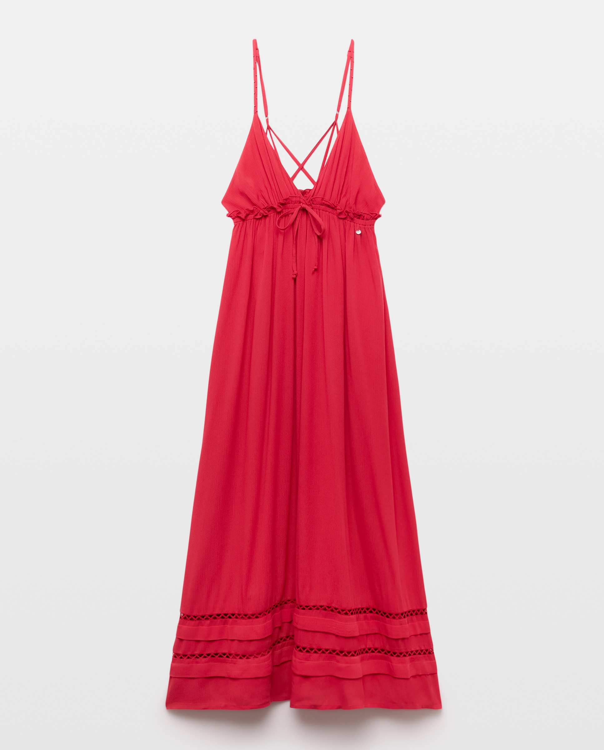 Vestido largo con escote v - Green Coast - 600 Rojo 600 Rojo-4