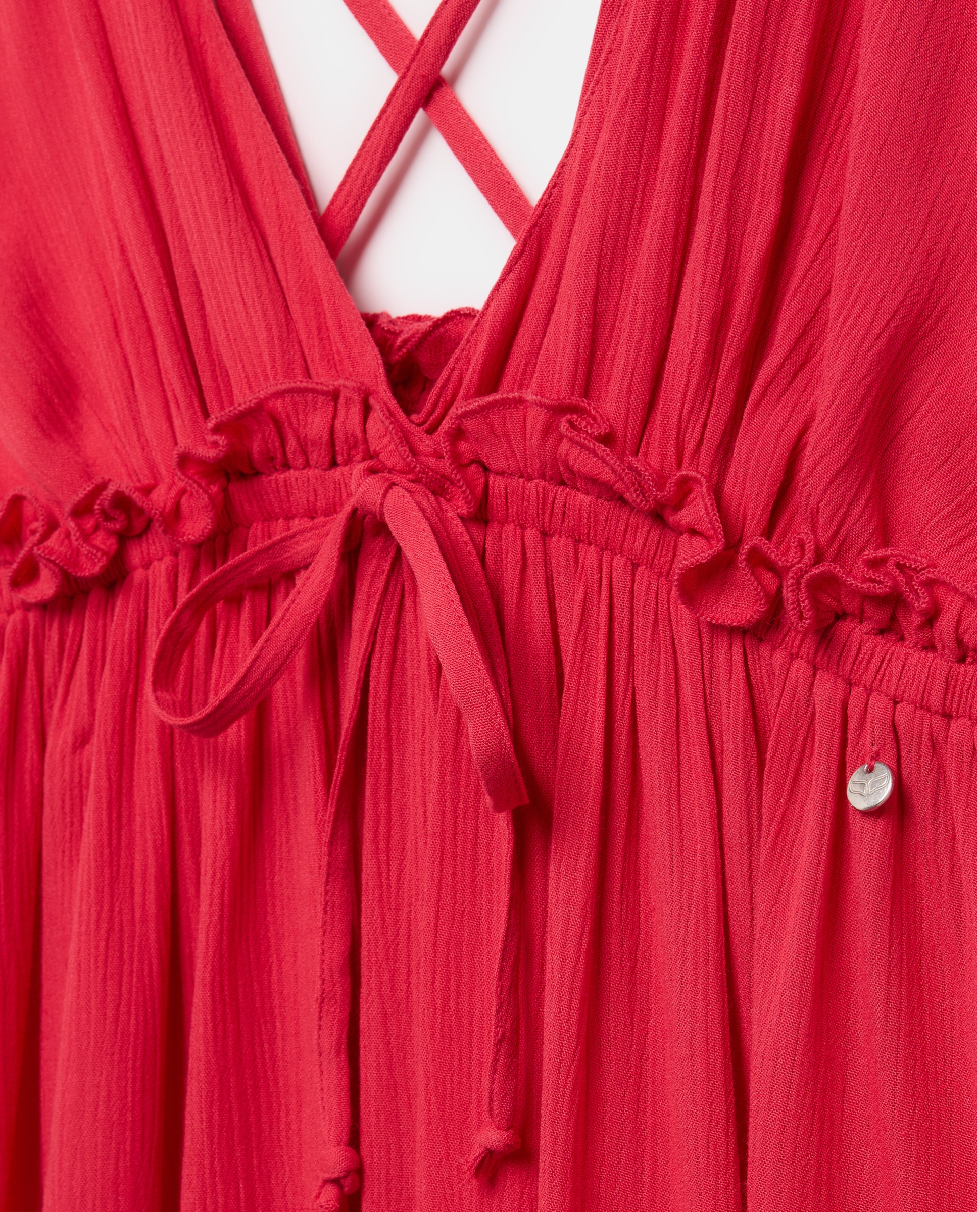 Vestido largo con escote v - Green Coast - 600 Rojo 600 Rojo-5