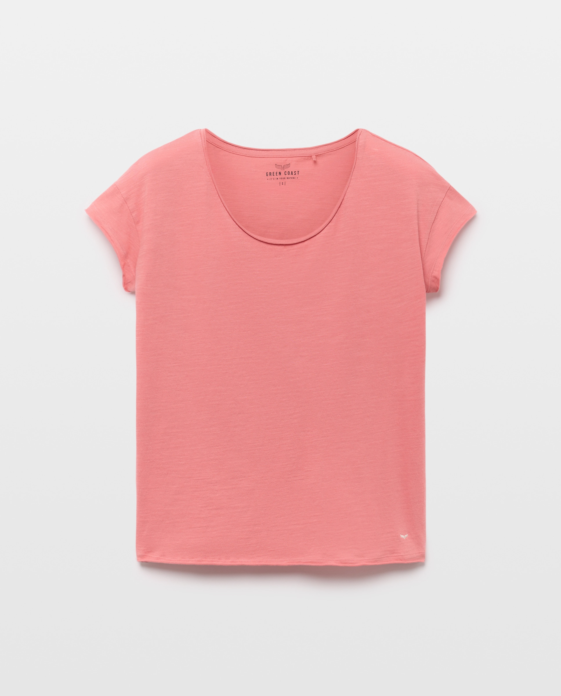 Camiseta de mujer con cuello olla lisa flame - Green Coast - 650 Melocotón 650 Melocotón-4