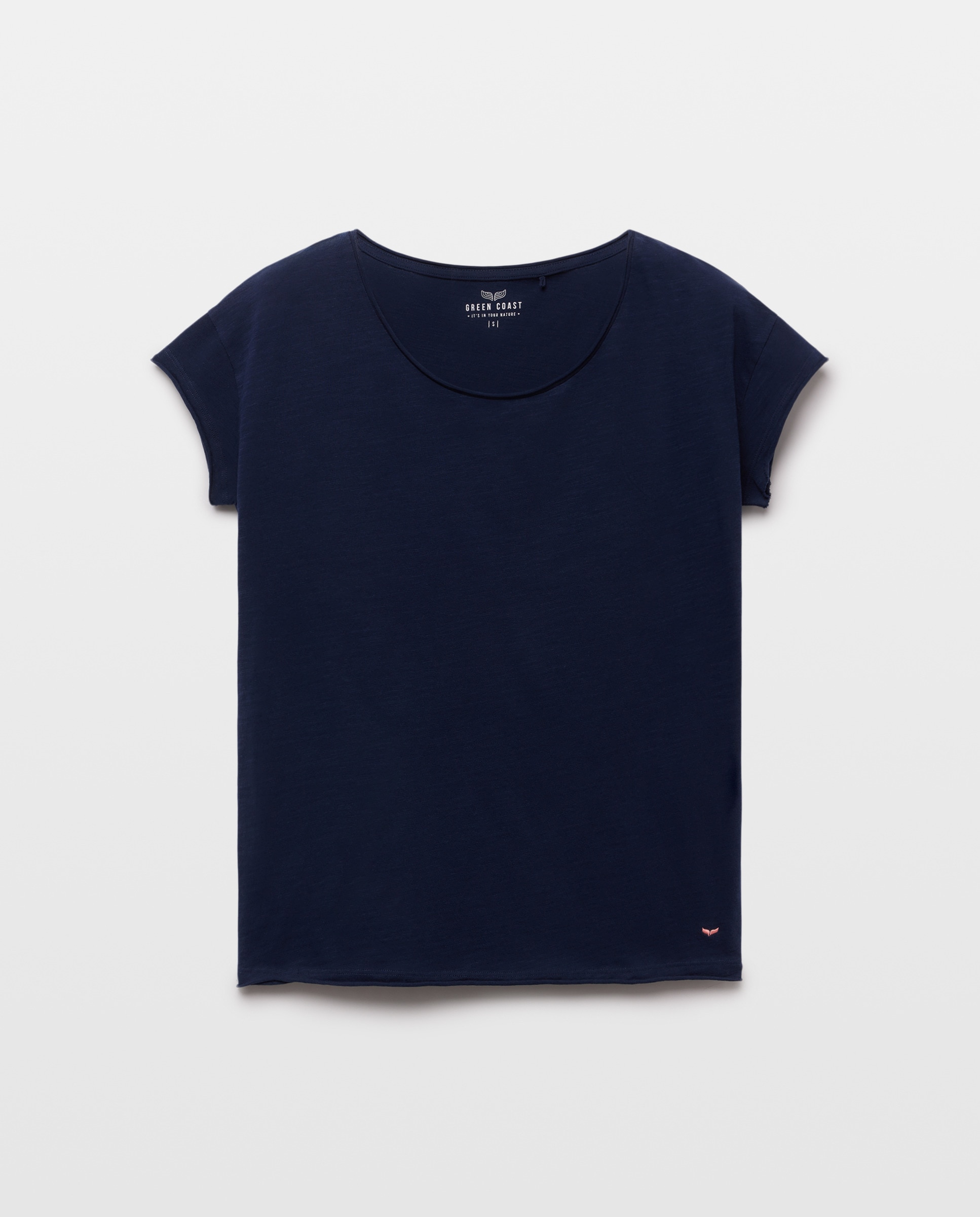 Camiseta de mujer con cuello olla lisa flame - Green Coast - Azul marino Azul marino-4