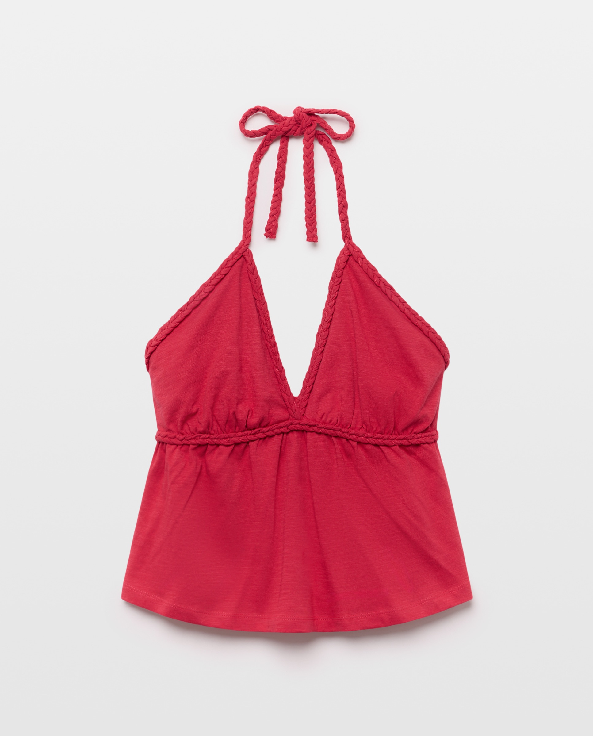 Imagen 4 de Top de mujer halter con trenza lisa - Green Coast - 600 Rojo 600 Rojo