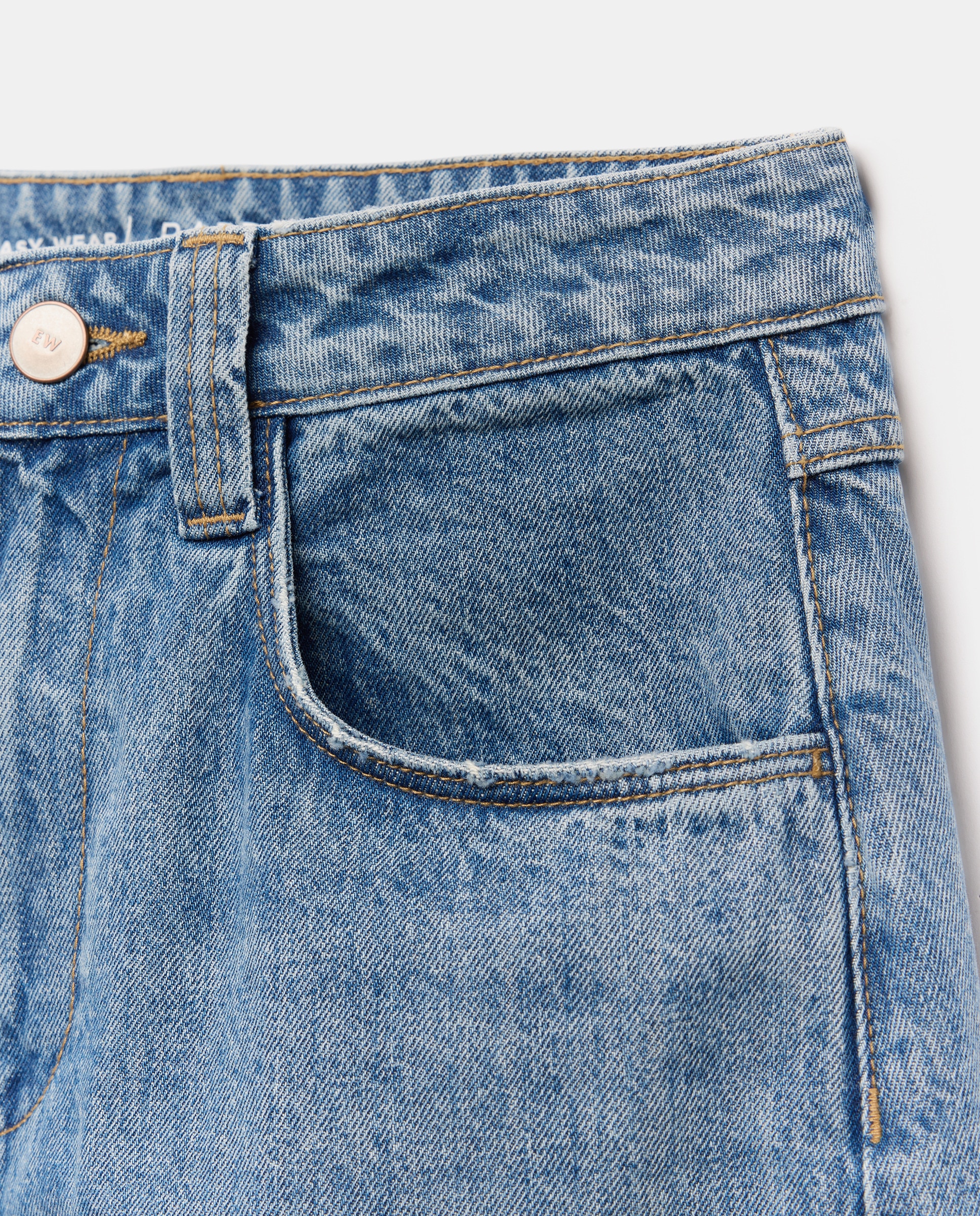 Jeans Barrel com Cintura Média Azul pálido-5