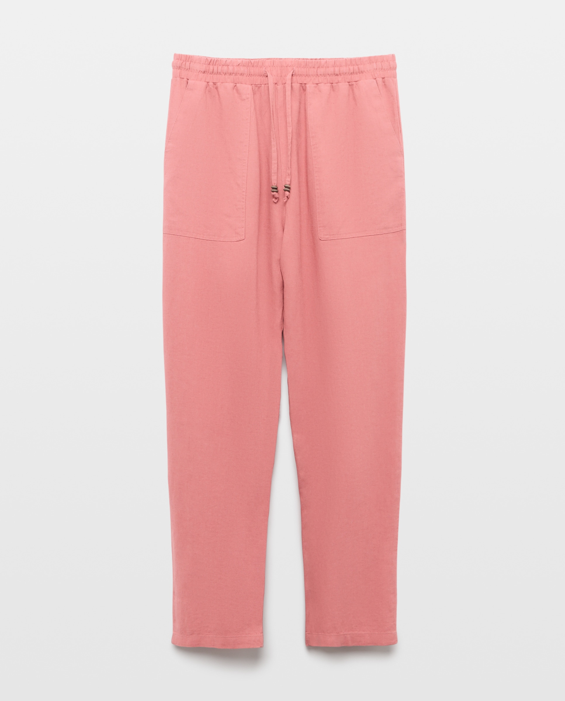 Joggers Fluidas com Linho 220 Rosa Pálido-4