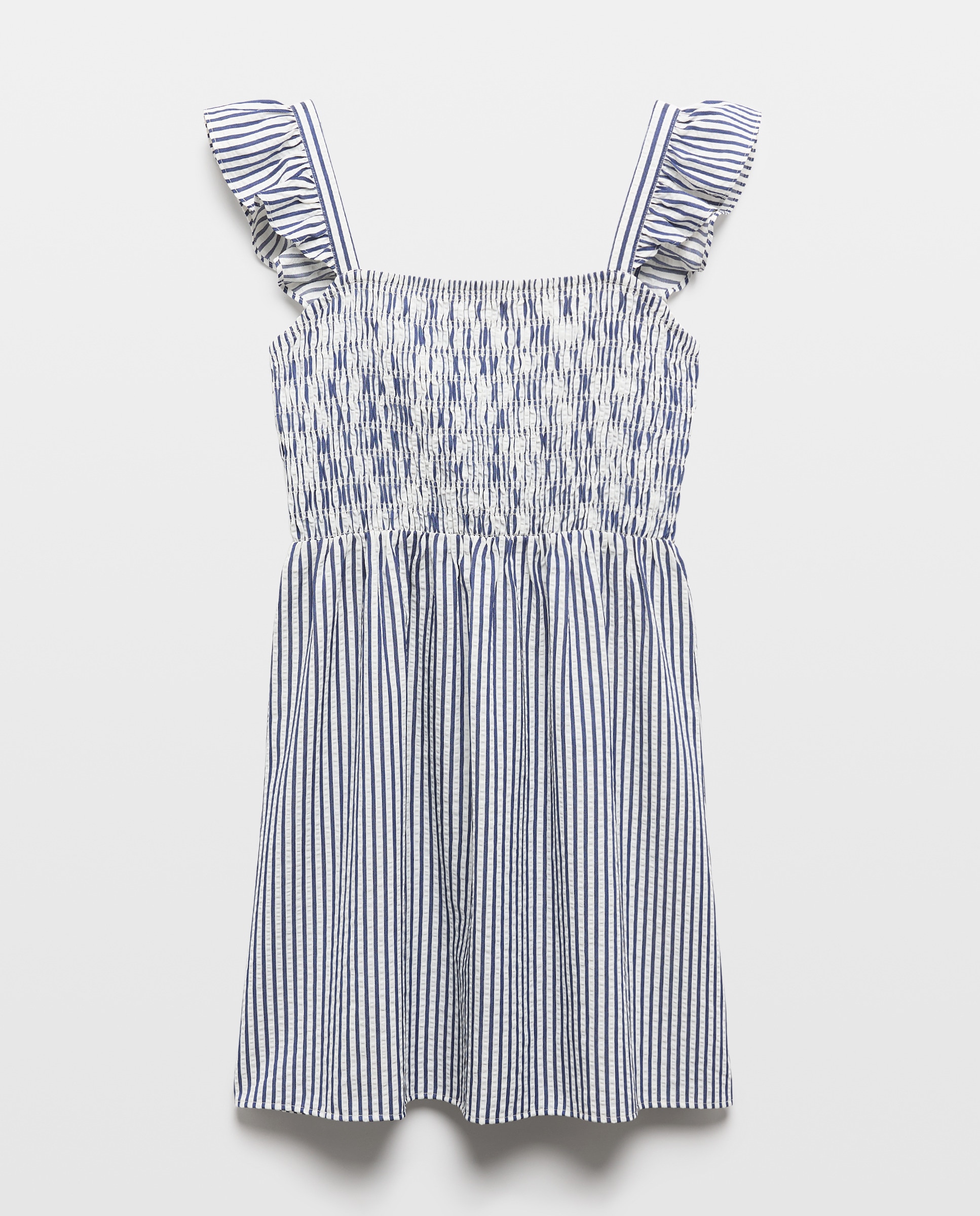 Vestido Curto com Favos de Mel Azul-5