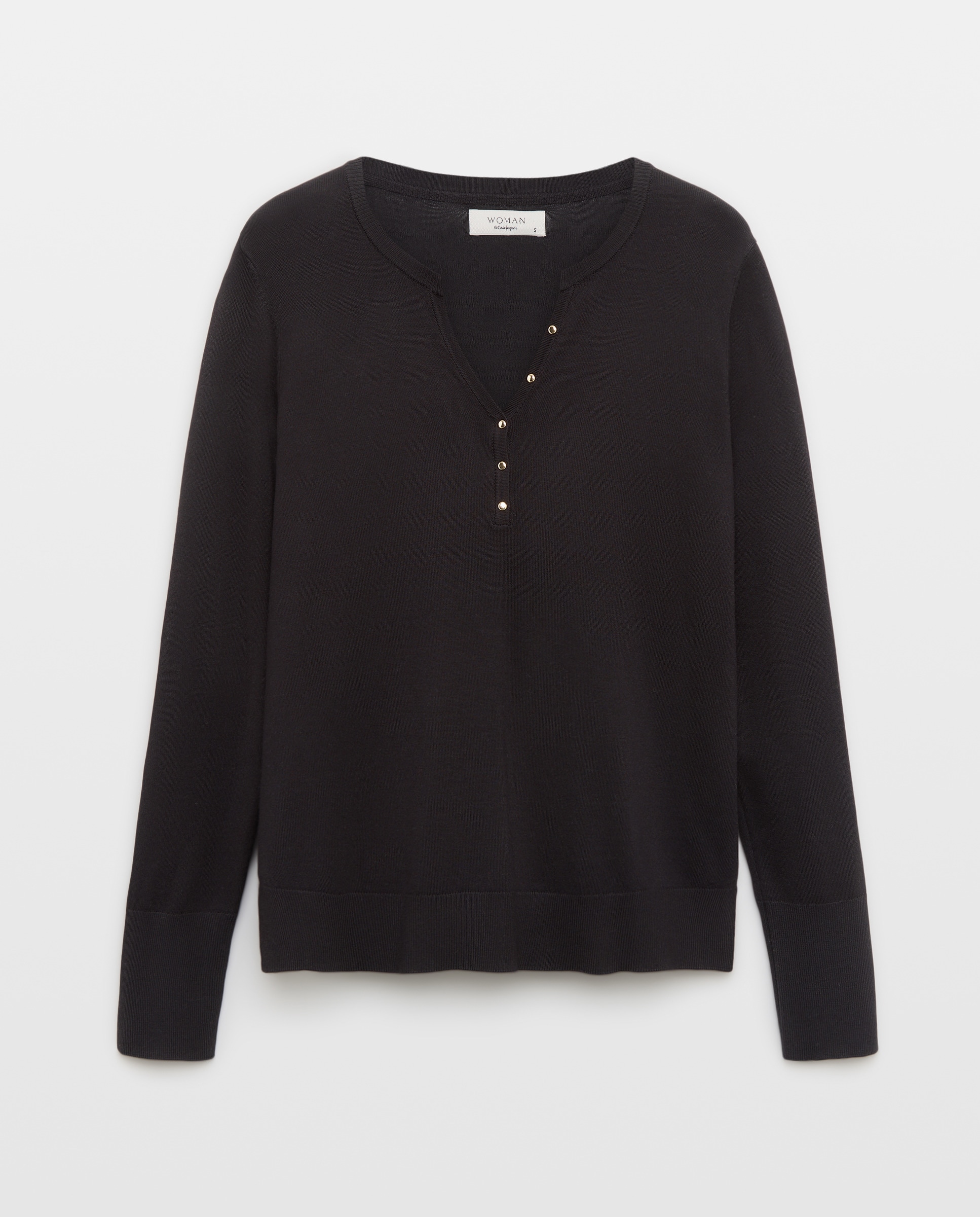 Camisola de Malha Básica Lisa de Viscose Preto-4