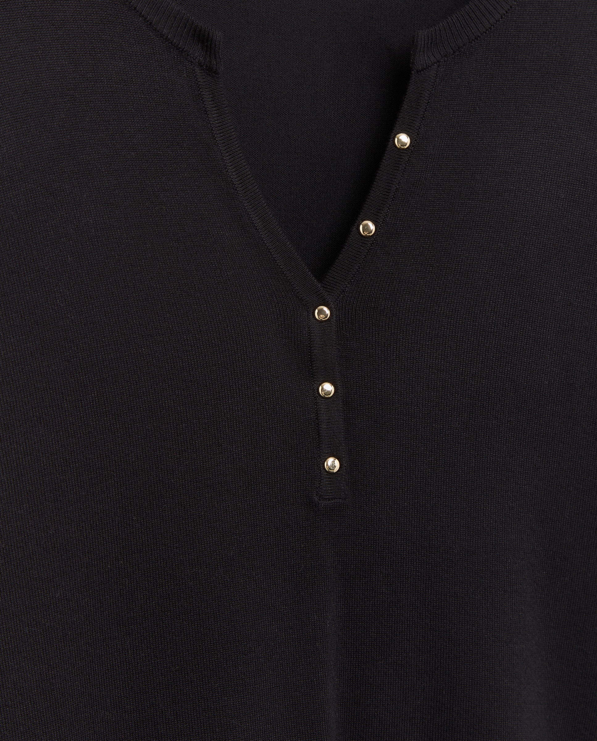 Camisola de Malha Básica Lisa de Viscose Preto-5