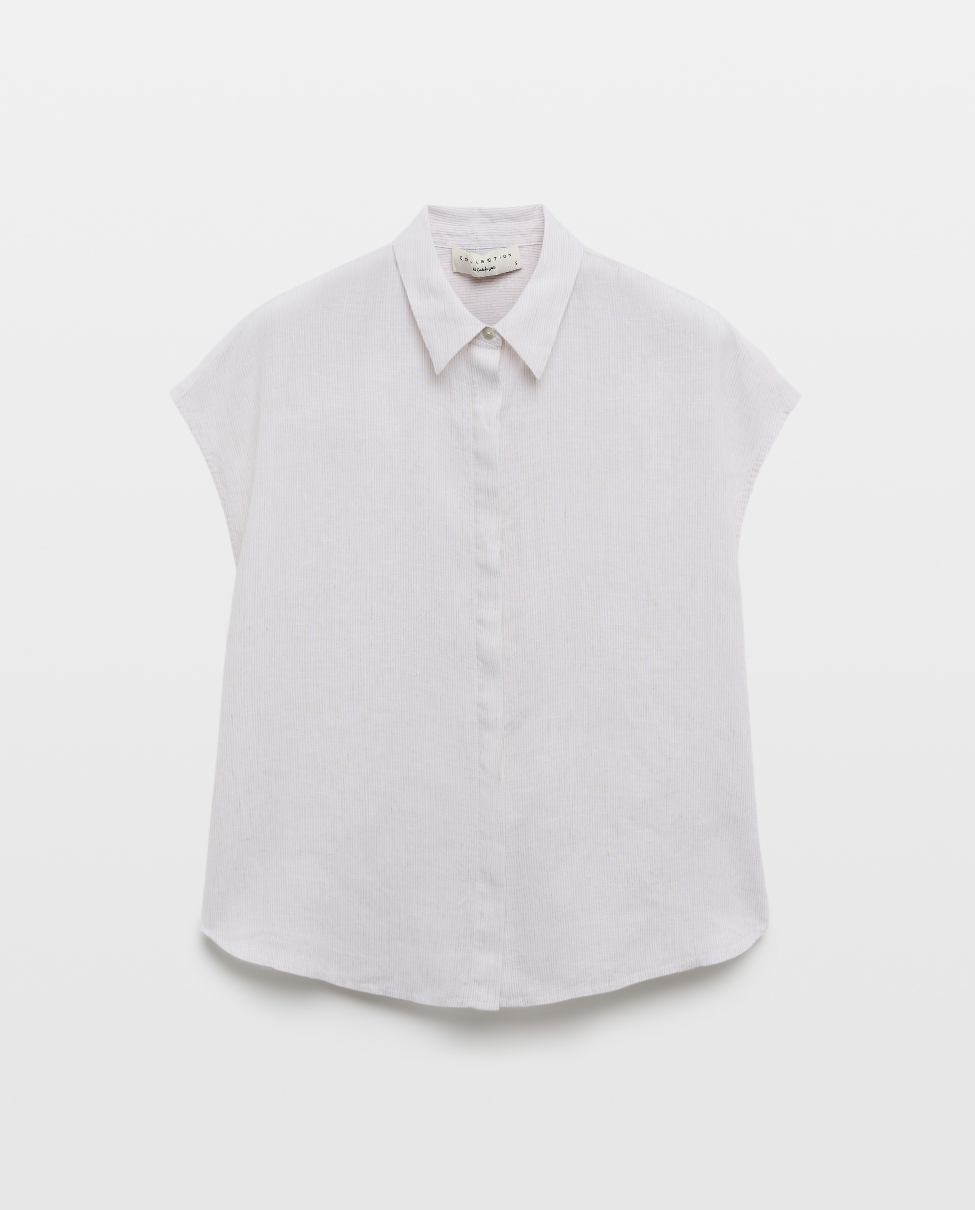 Blusa com Manga Curta em Linho Branco-5