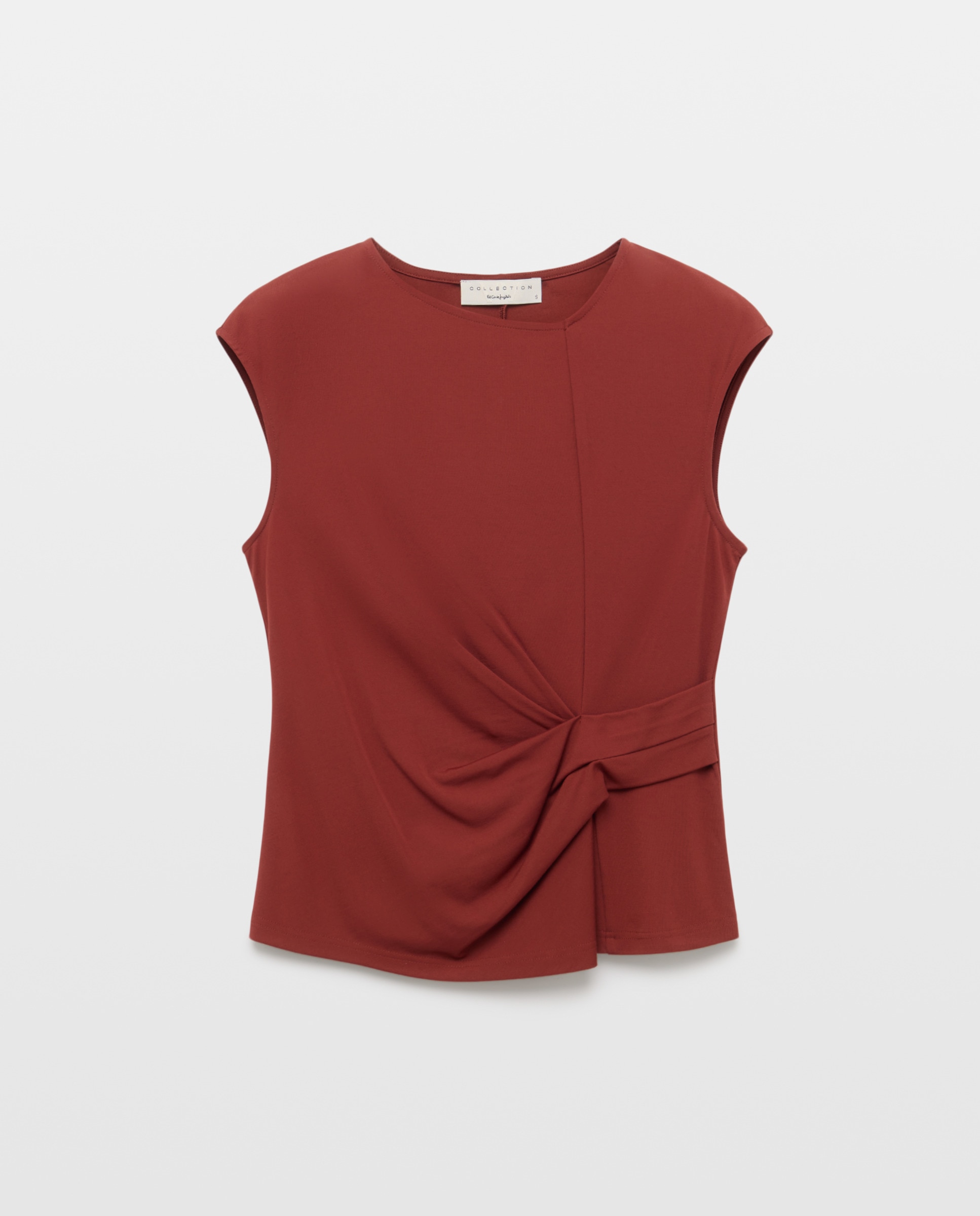 Camiseta sin mangas de mujer con drapeado lateral - Woman El Corte Inglés - 770 Terracota 770 Terracota-4