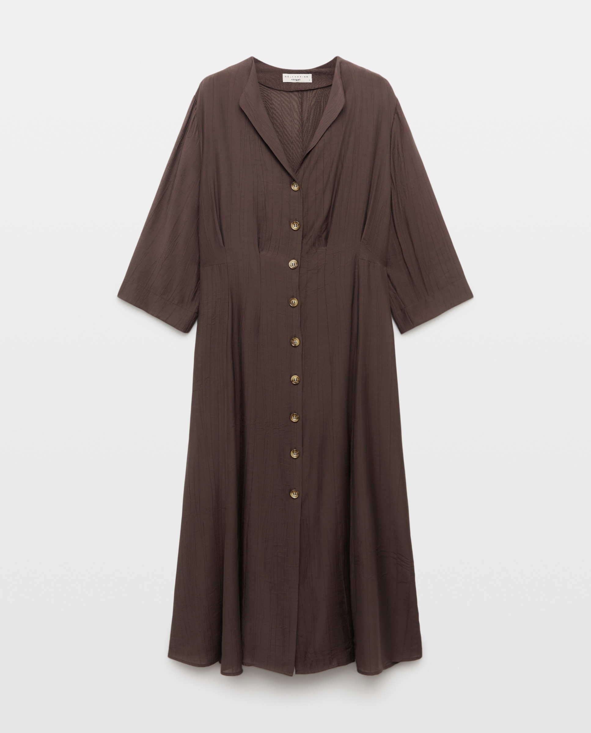 Vestido Liso com Manga Curta Chocolate-4