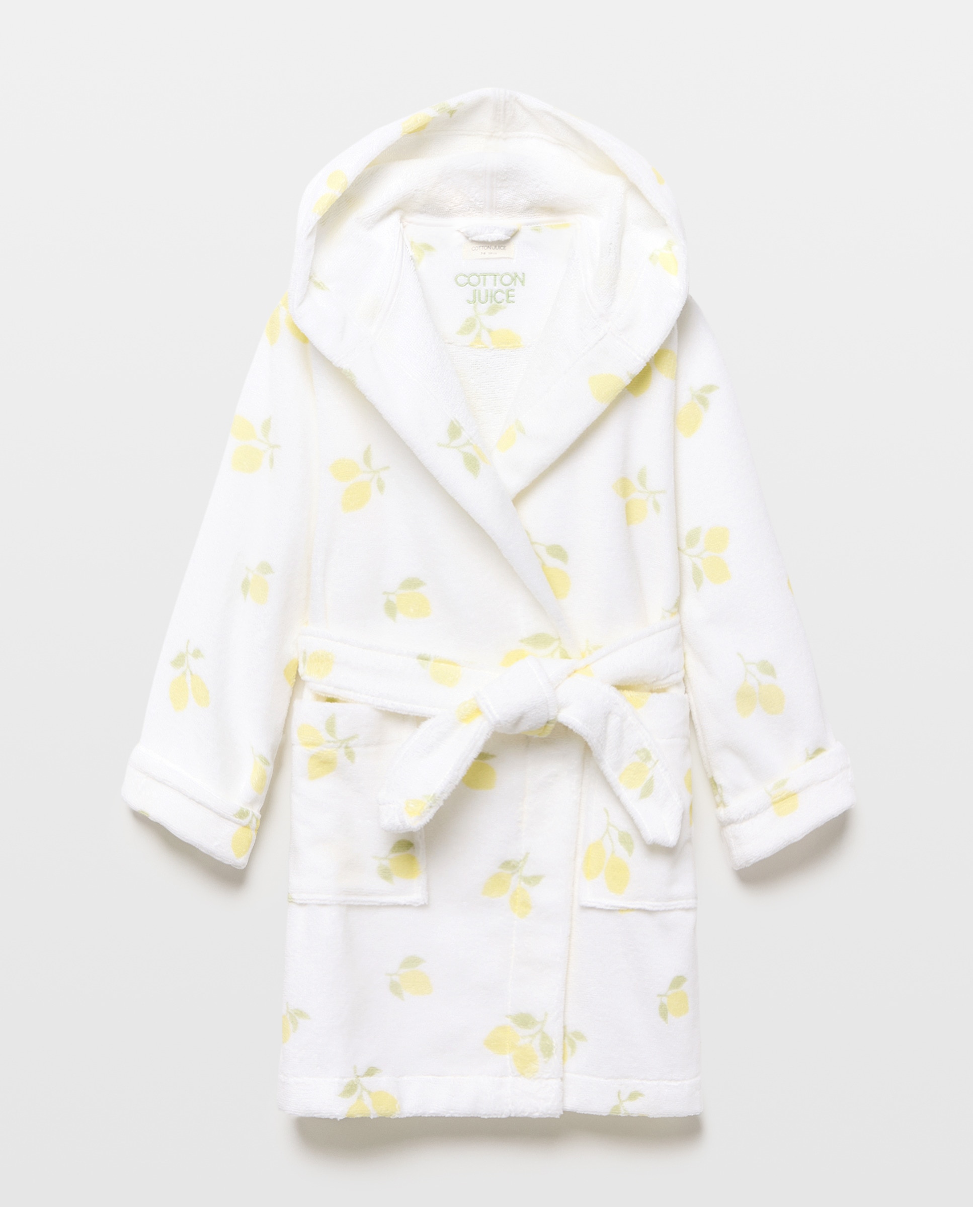 Roupão de Banho de Algodão com Estampado de Fantasia Amarelo-5