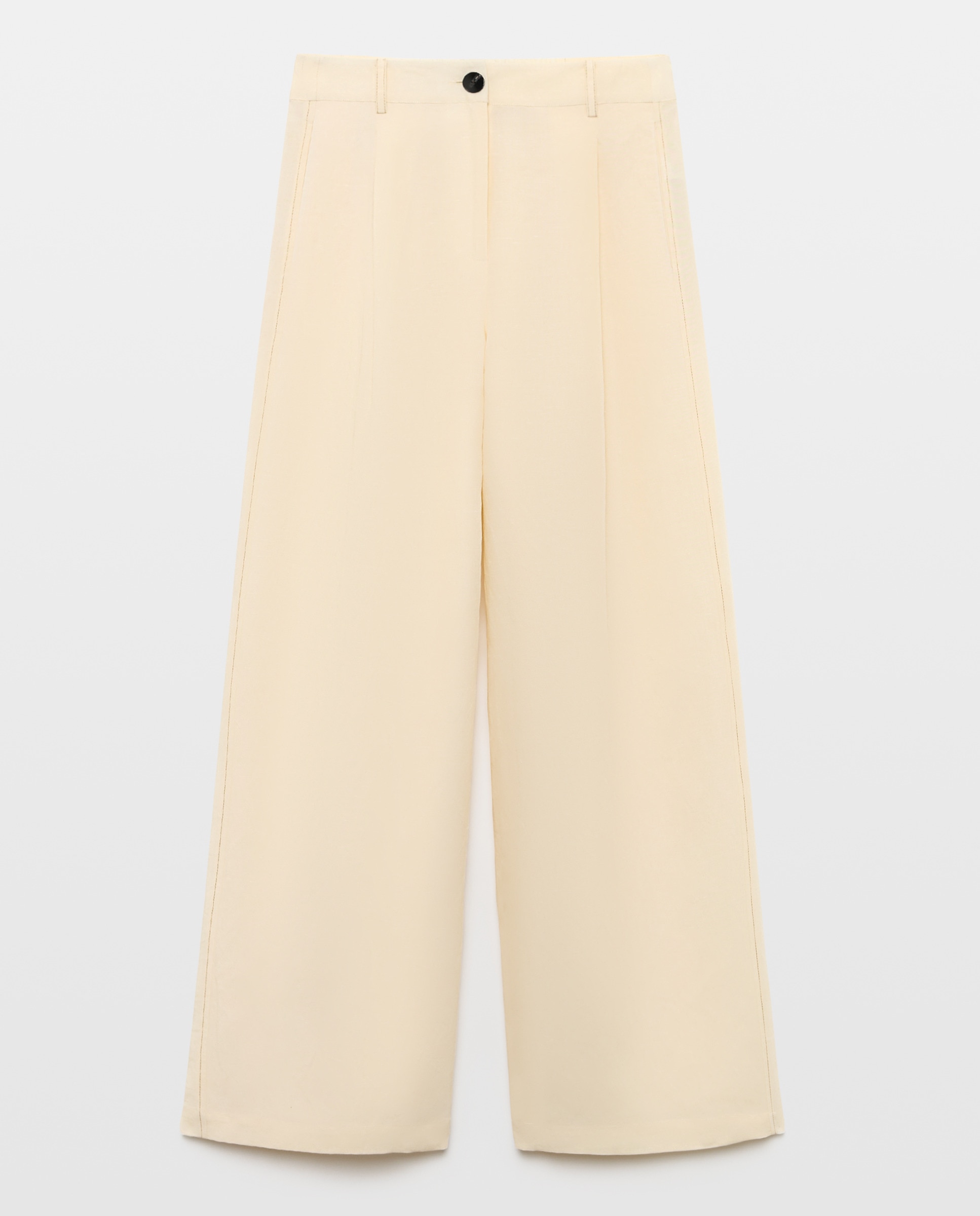 Calças de Linho Tipo Palazzo Branco-marfim-4