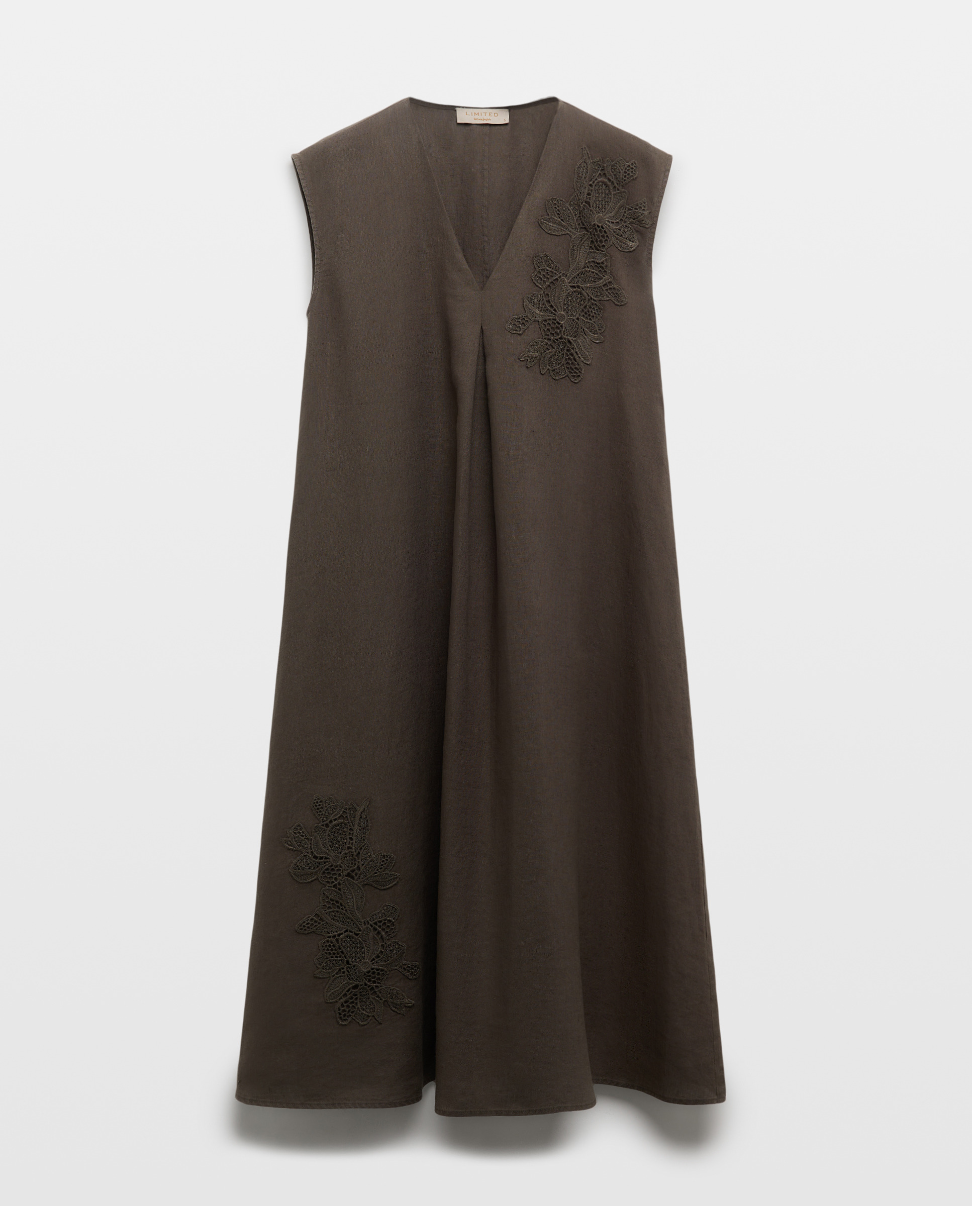 Vestido Midi sem Mangas 520 Caqui-5