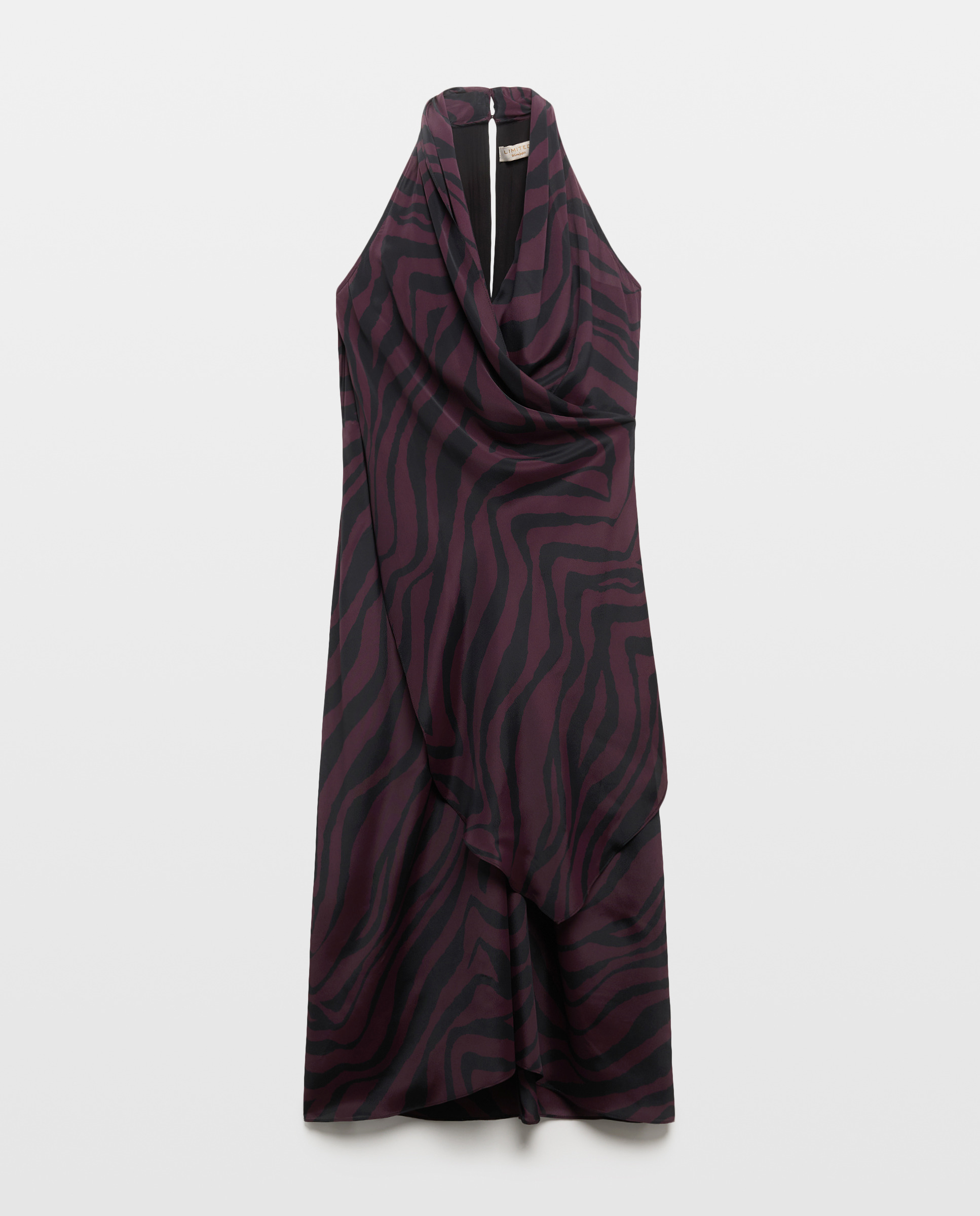 Vestido de Seda sem Mangas com Animal Print de Zebra Roxo-5