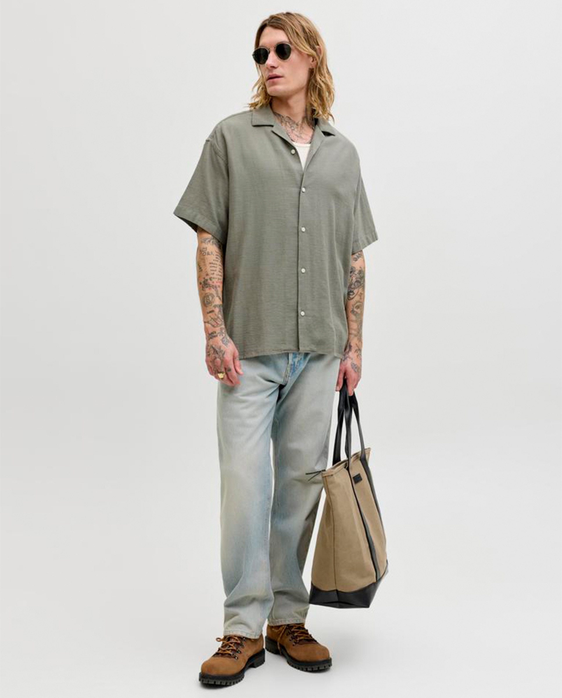 Camisa Resort Relaxed Fit com Manga Curta Verde-7