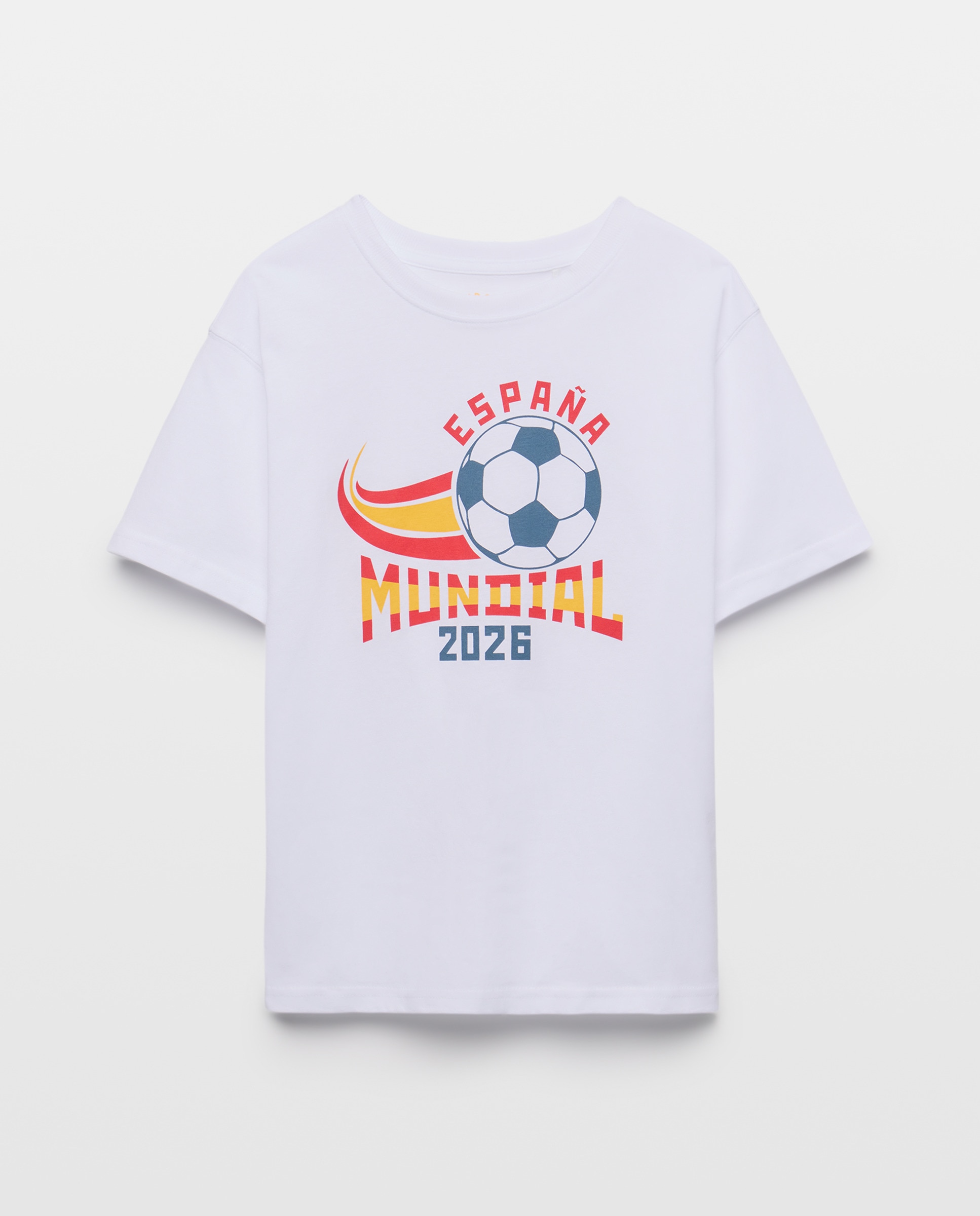 T-shirt de Manga Curta e Gola Redonda Mundial para Criança Kids El Corte Inglés Branco-4