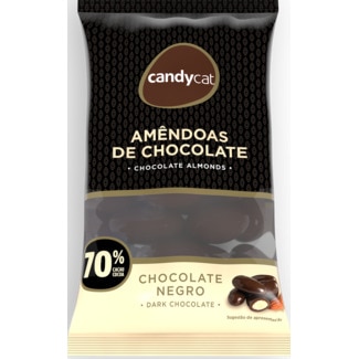 Amêndoas de Chocolate Negro 70% Cacau embalagem 90 g - Candycat