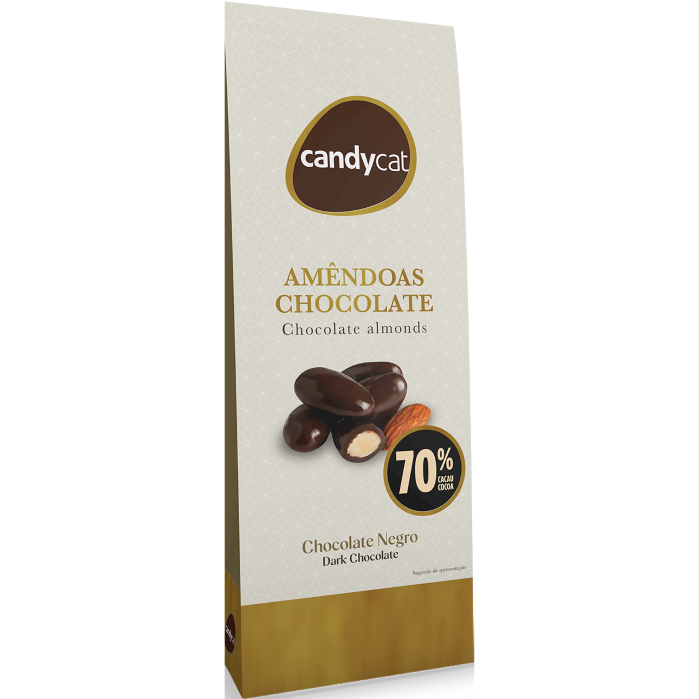 Amêndoas de Chocolate Negro 70% Cacau embalagem 150 g