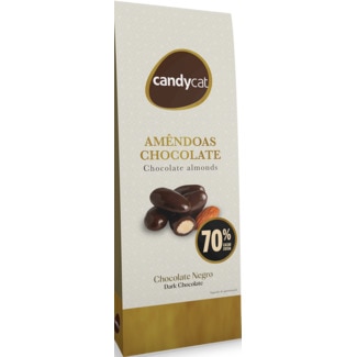 Amêndoas de Chocolate Negro 70% Cacau embalagem 150 g - Candycat