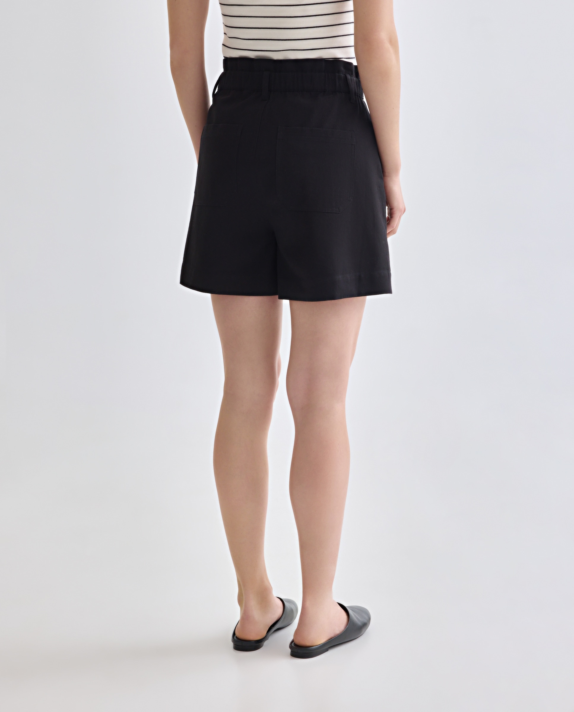 Shorts de mujer con cintura elástica Negro-3