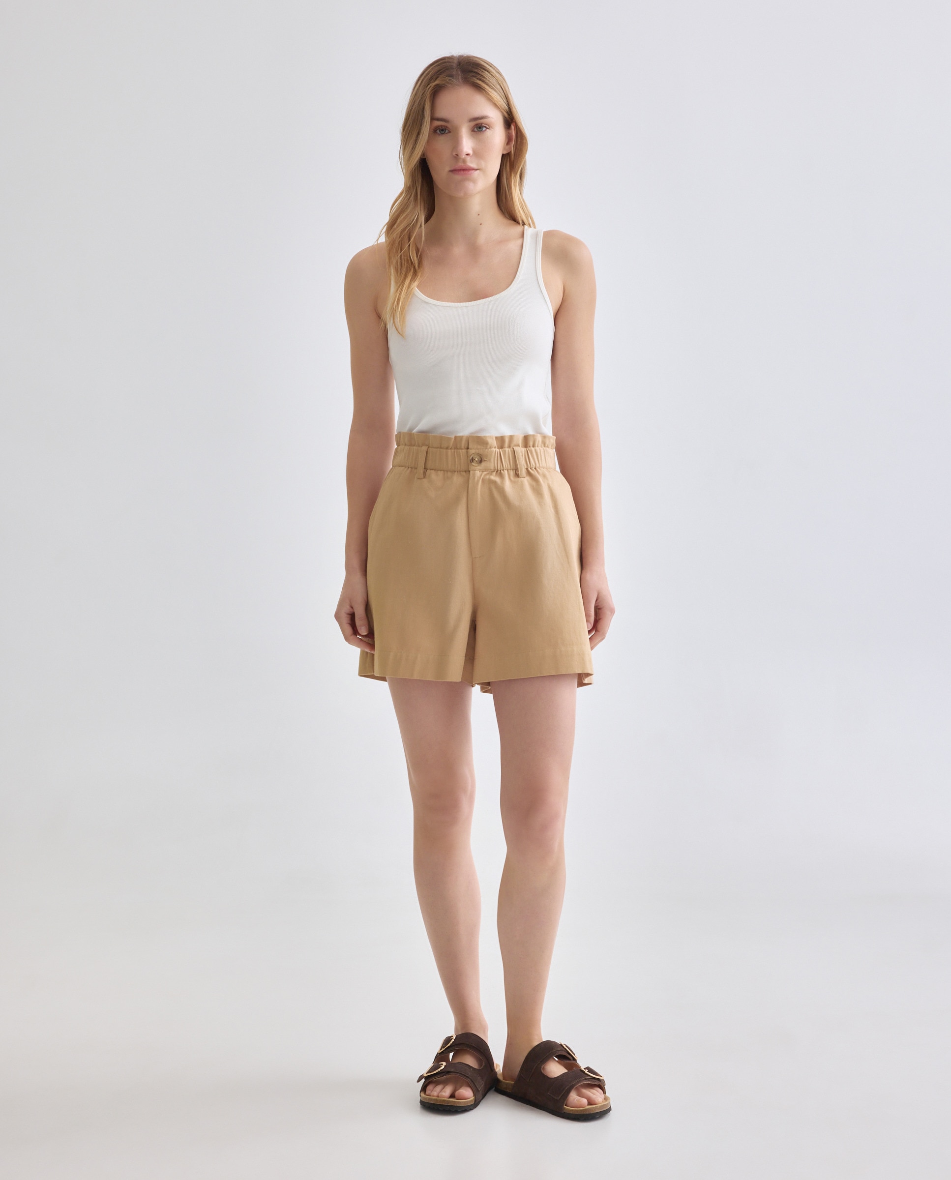 Camiseta básica de tirantes de mujer de canalé Blanco-2